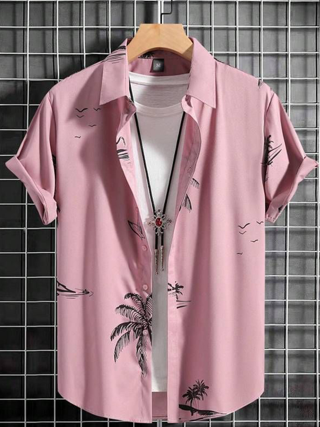 

iCome Men Micro Checks Opaque Printed Casual Shirt, Pink