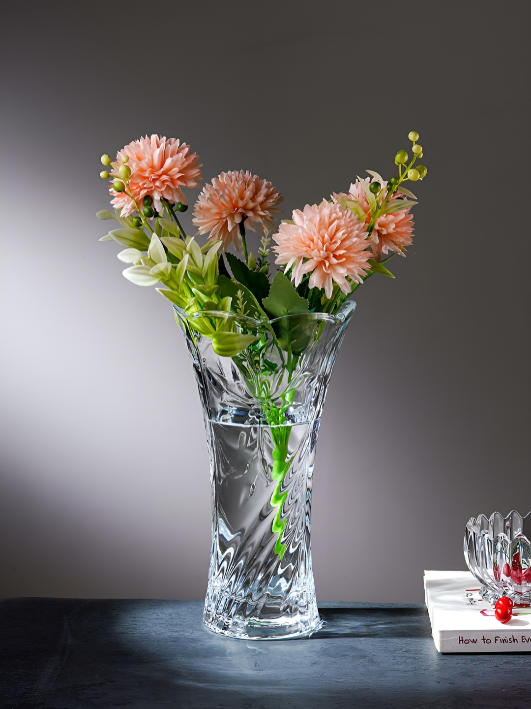 

Ceradeco Transparent Textured Glass Flower Cut Flower Vases