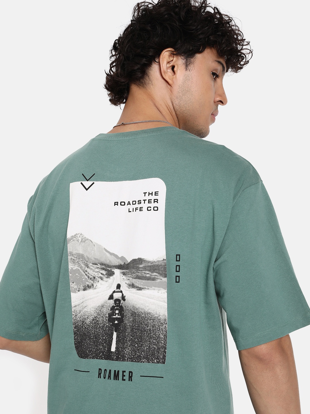 

The Roadster Lifestyle Co. Printed Pure Cotton T-shirt, Green