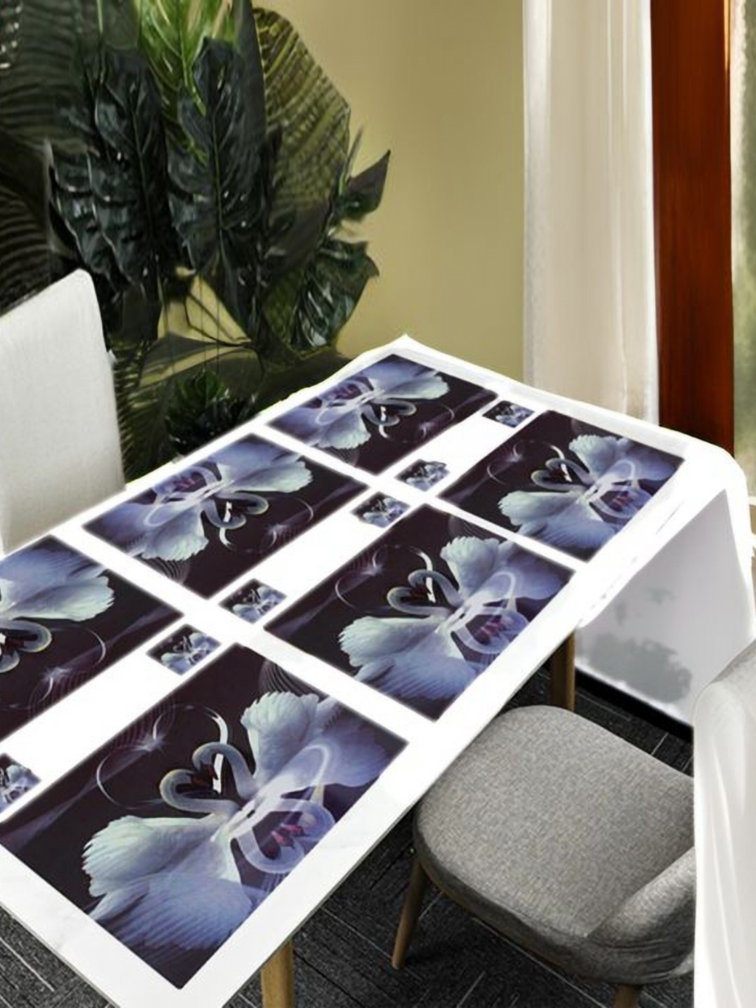 

REVEXO Black & White 12 Pieces Printed Rectangular Shaped Coasters & Table Placemats