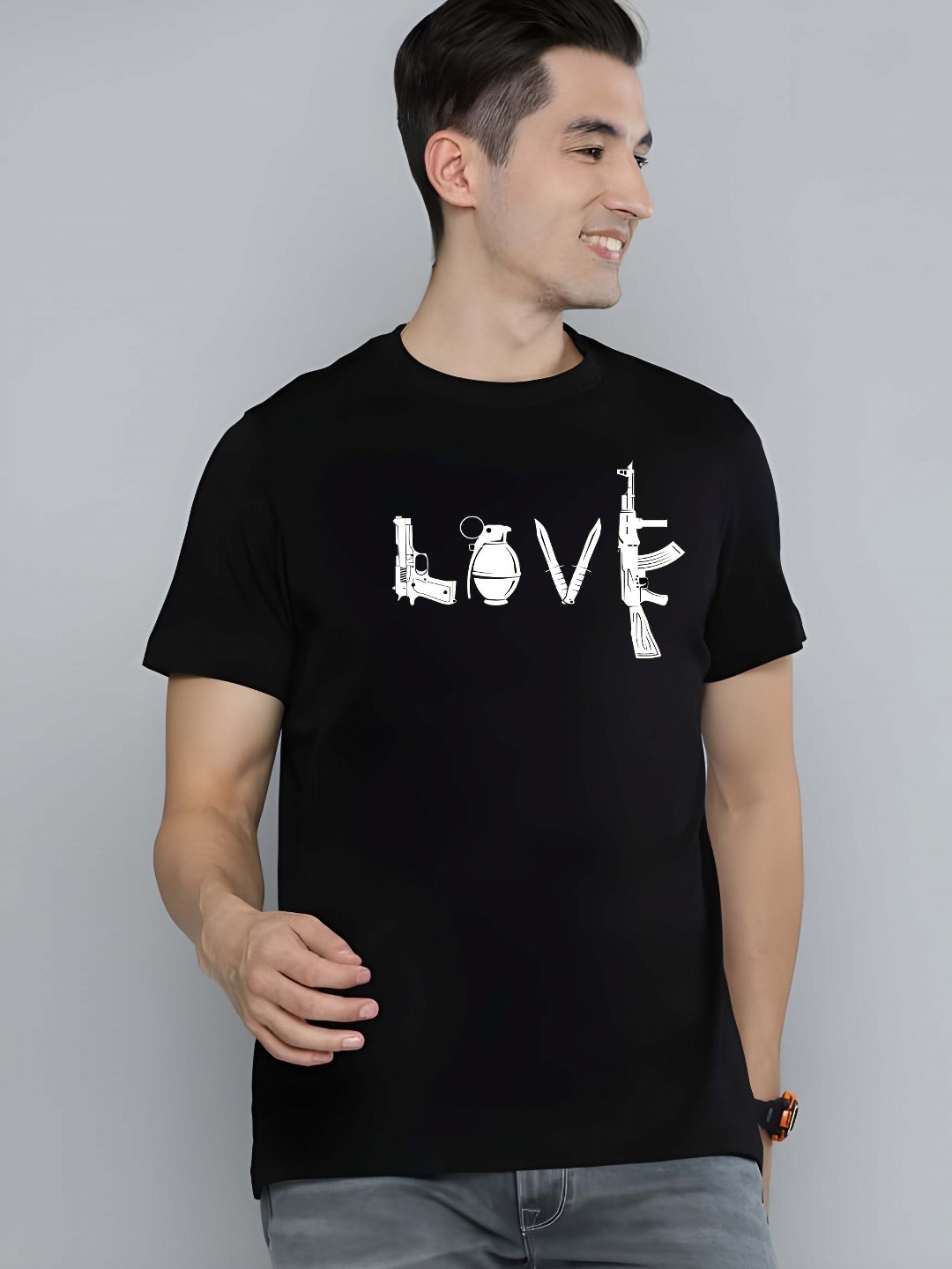 

SZN Men Typography Printed Round Neck Regular Fit Cotton T-shirt, Black