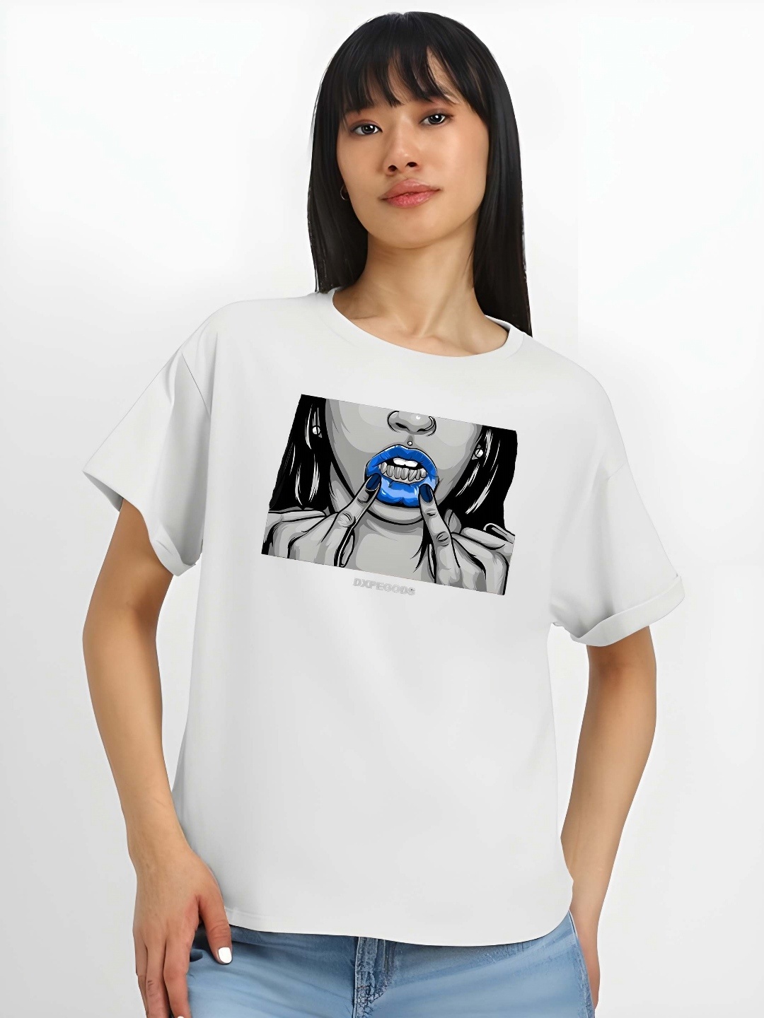 

SZN Women Drop-Shoulder Sleeves T-shirt, White