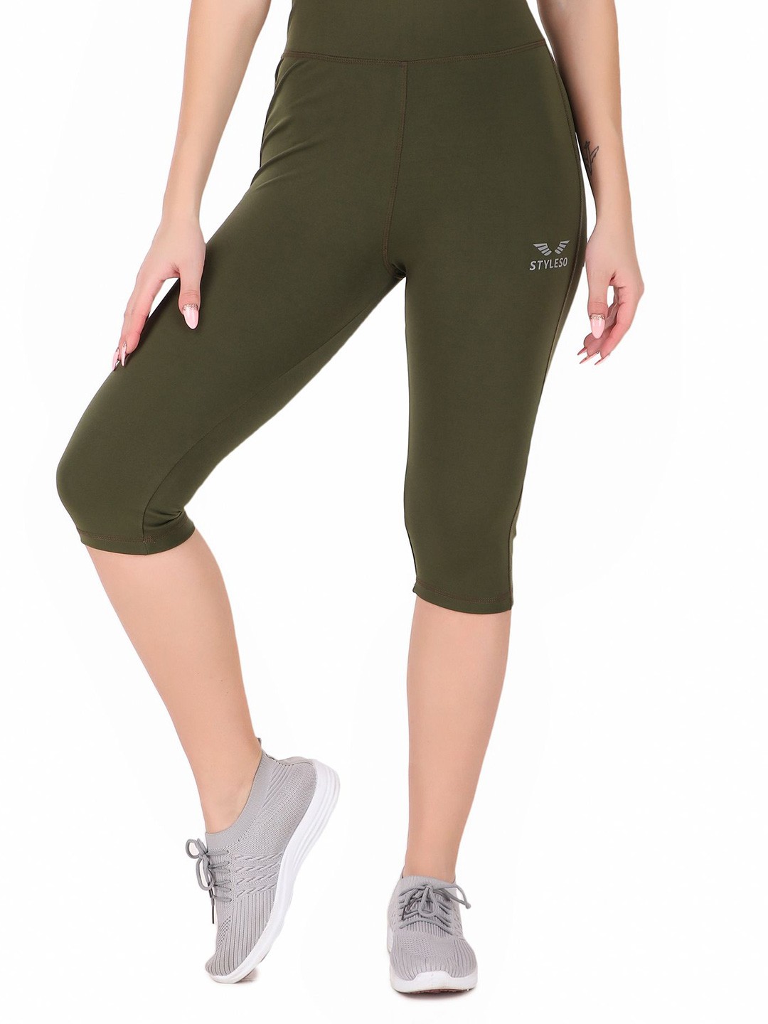 

STYLESO Women Cotton High-Rise Slim Fit Capri, Olive