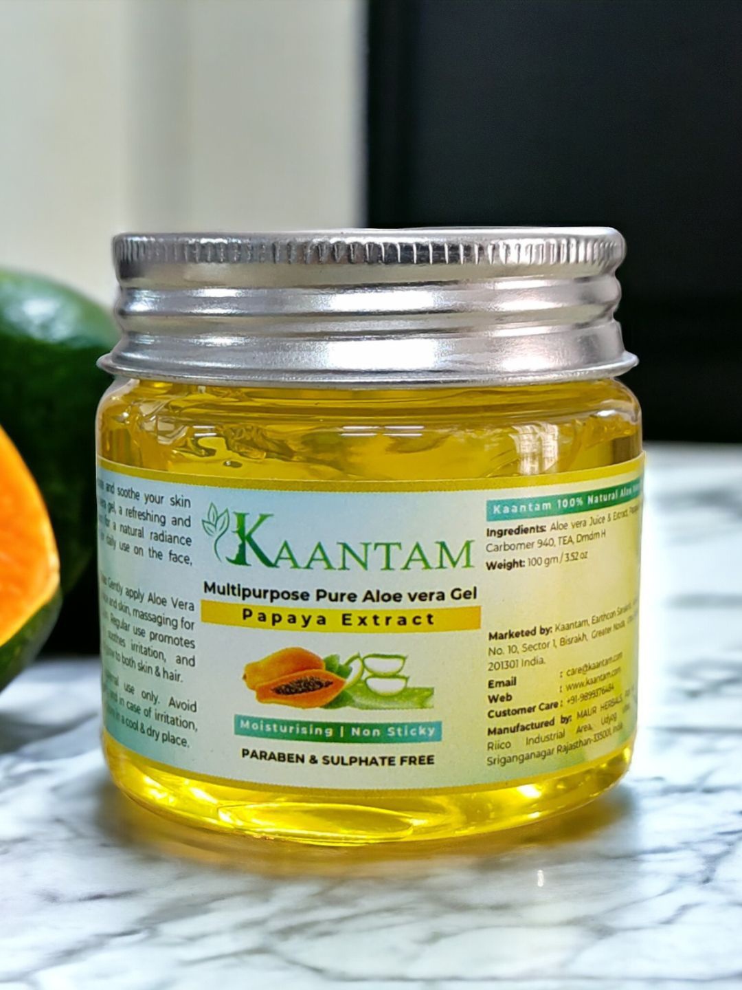 

Kaantam Multipurpose Pure Aloe Vera Gel With Papaya Extract - 100 g, Orange