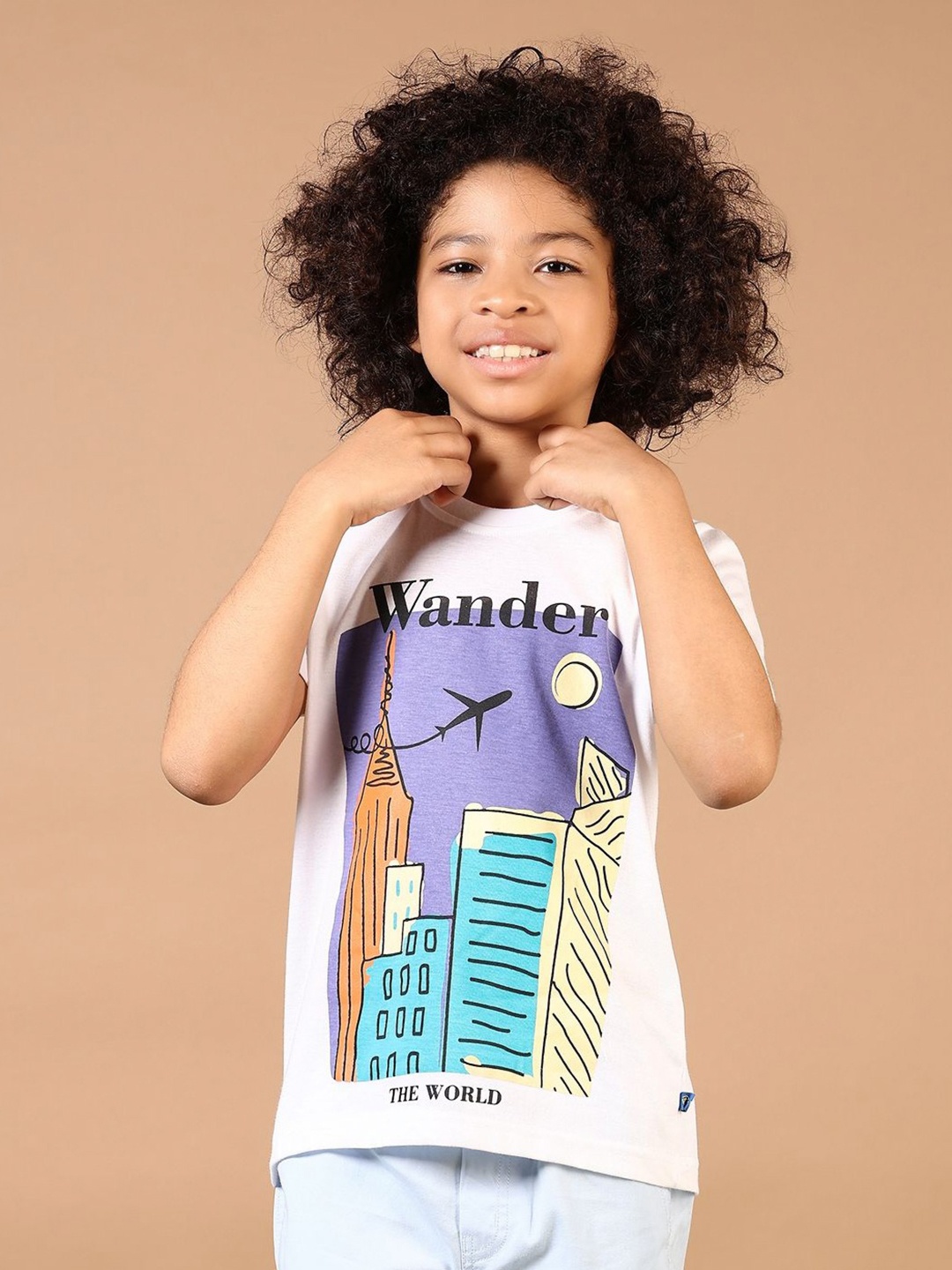 

V-Mart Boys Graphic Printed Round Neck Cotton T-shirt, White
