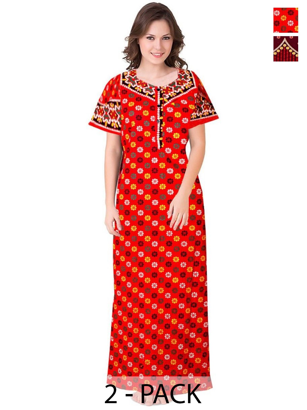

PR PINK ROYAL Printed Maxi Nightdress, Maroon