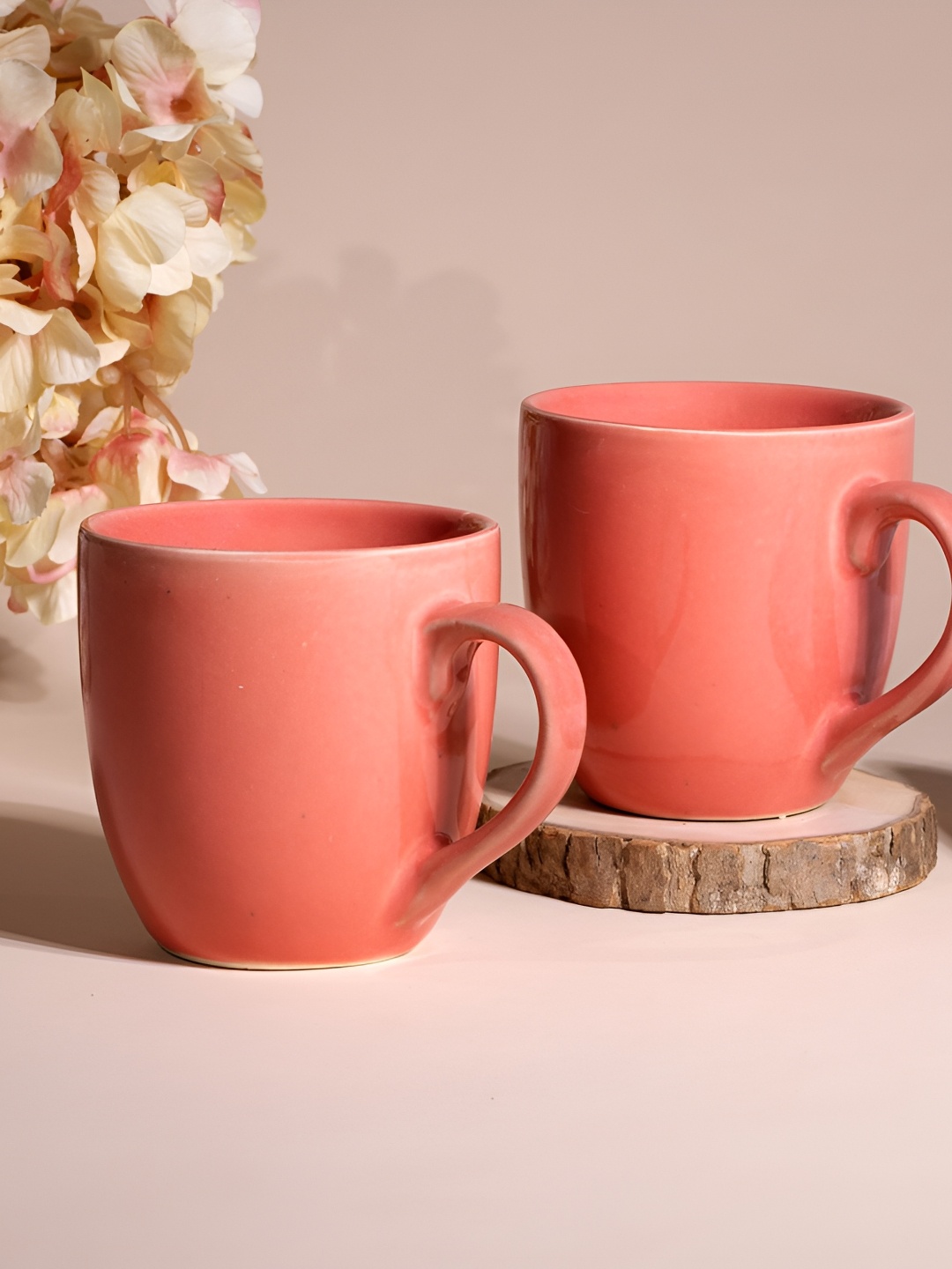 

Storepedia Pink Handcrafted Solid Ceramic Glossy Cups Set of Cups and Mugs