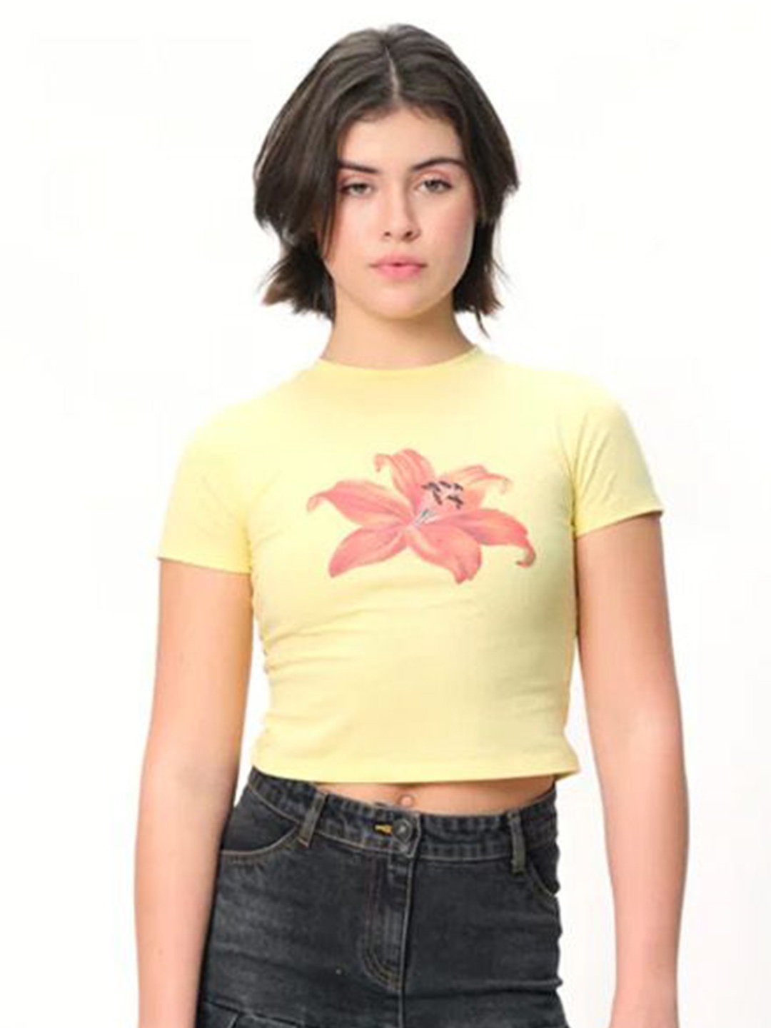 

Bonkers Corner Women Sunshine Printed Cotton Crop Top, Yellow