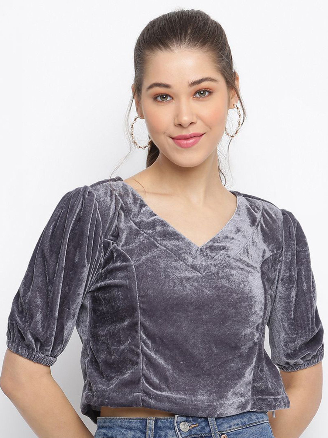 

DressBerry Velvet Top, Grey