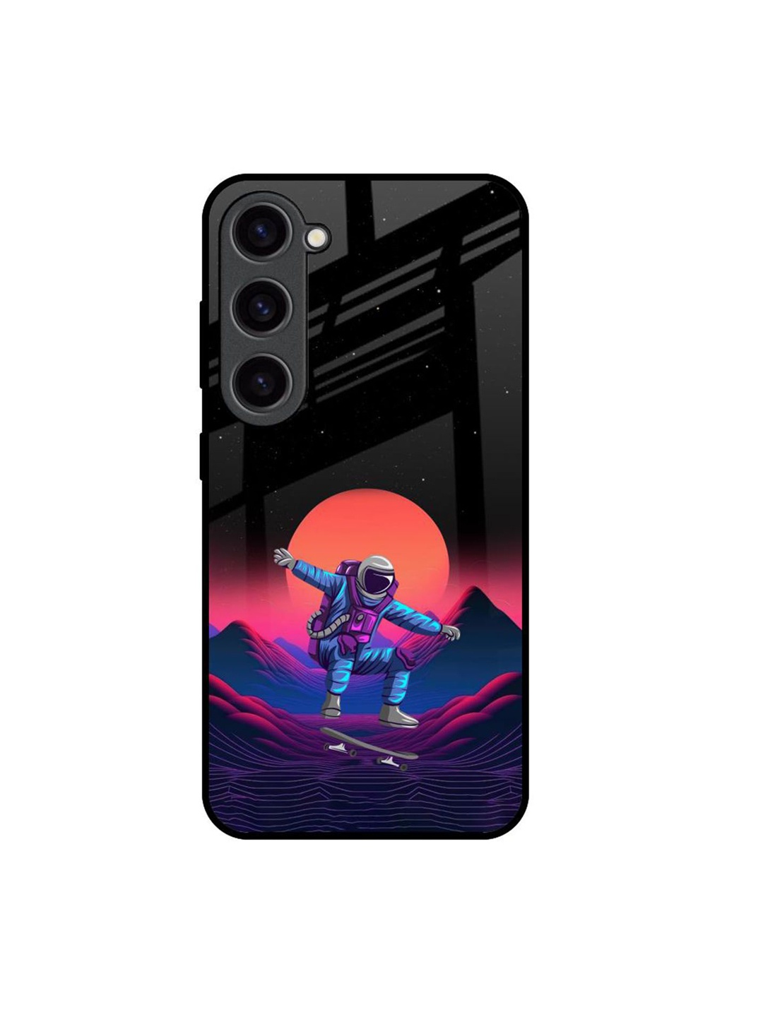 

QRIOH Retro Astronaut Printed Samsung Galaxy S23 Back Case, Black