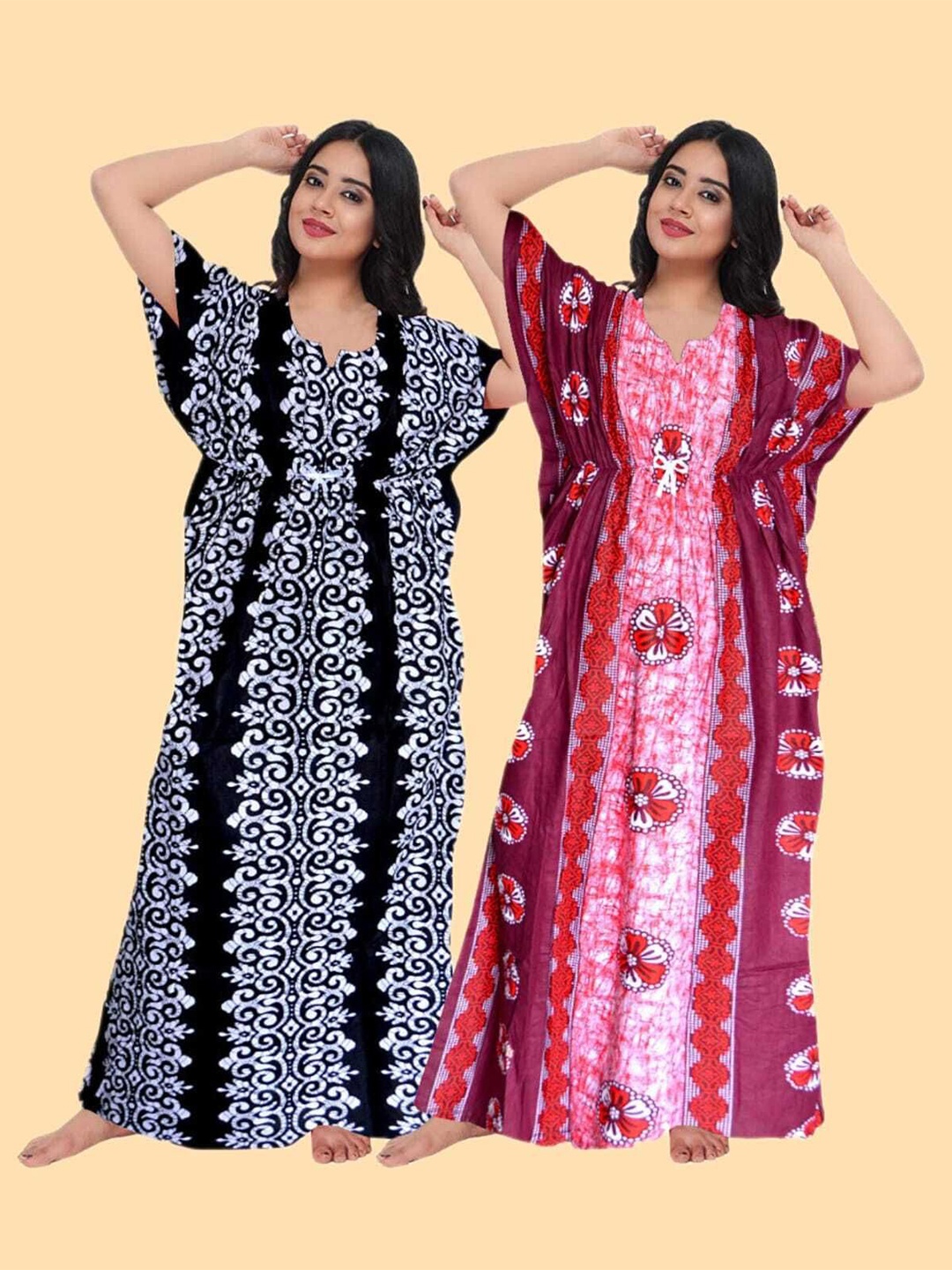 

PR PINK ROYAL Printed Maxi Nightdress, Black