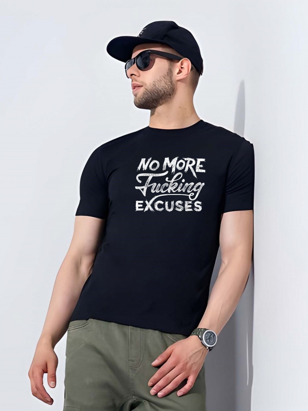 

Moda Rapido Men Typography Printed Round Neck Cotton T-shirt, Black