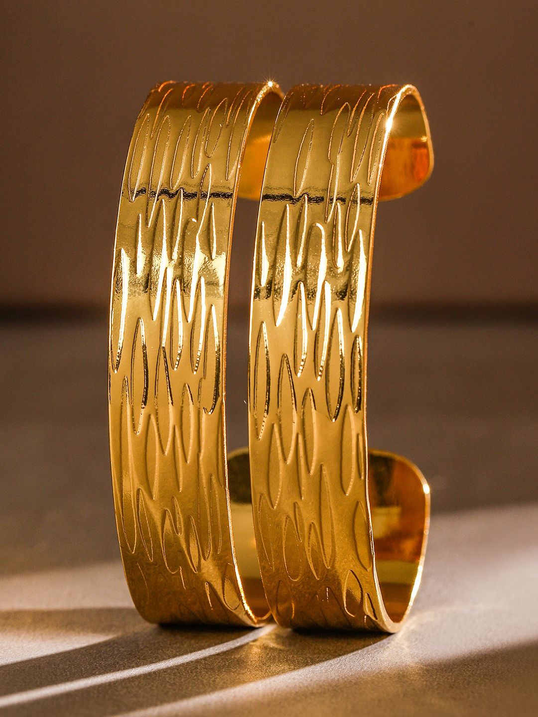 

Rubans Women Brass Handcrafted Gold-Plated Cuff Bracelet