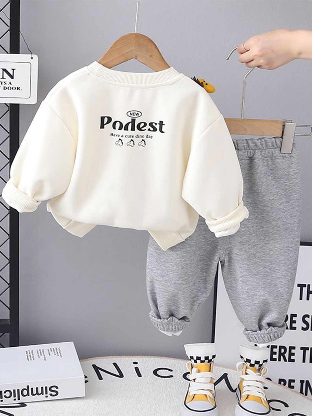 

StyleCast x Revolte Boys Printed Round Neck T-shirt With Trousers, White