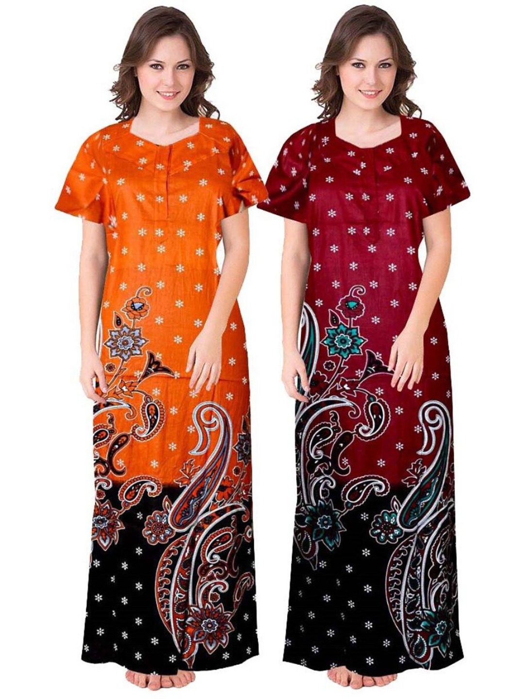 

PR PINK ROYAL Printed Maxi Nightdress, Orange