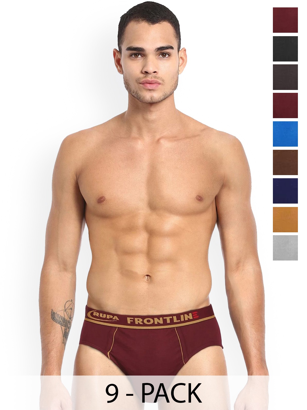 

Rupa Pack Of 8 Assorted Pure Cotton Basic Briefs Frontline-Expando-Plain-8--95