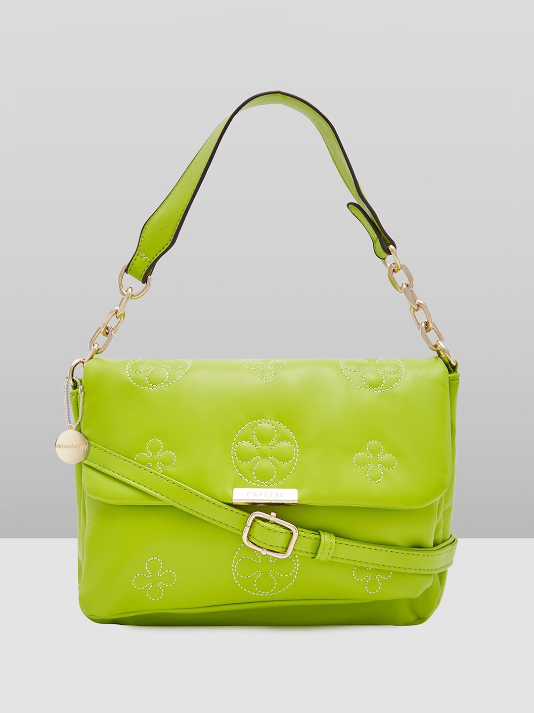 

DressBerry X CAPRESE Women Floral Printed Crossbody Handheld Bag, Lime green