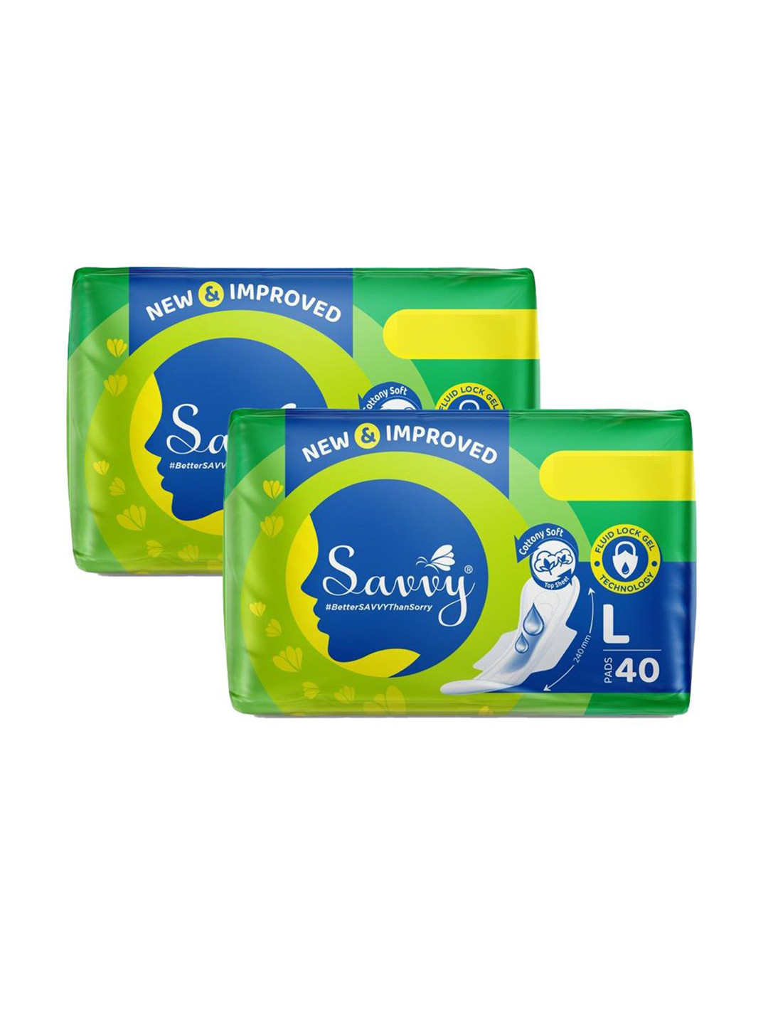

Savvy Set Of 2 Maxi Sanitary Pads- 40 Pads Each- L, White