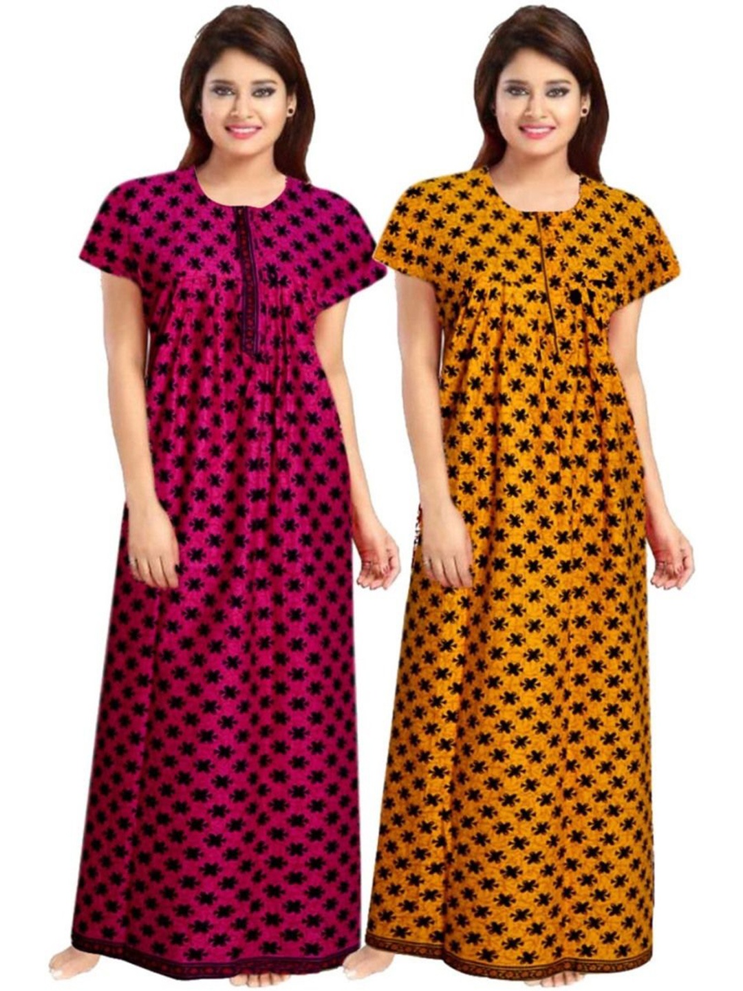 

PR PINK ROYAL Printed Maxi Nightdress, Yellow