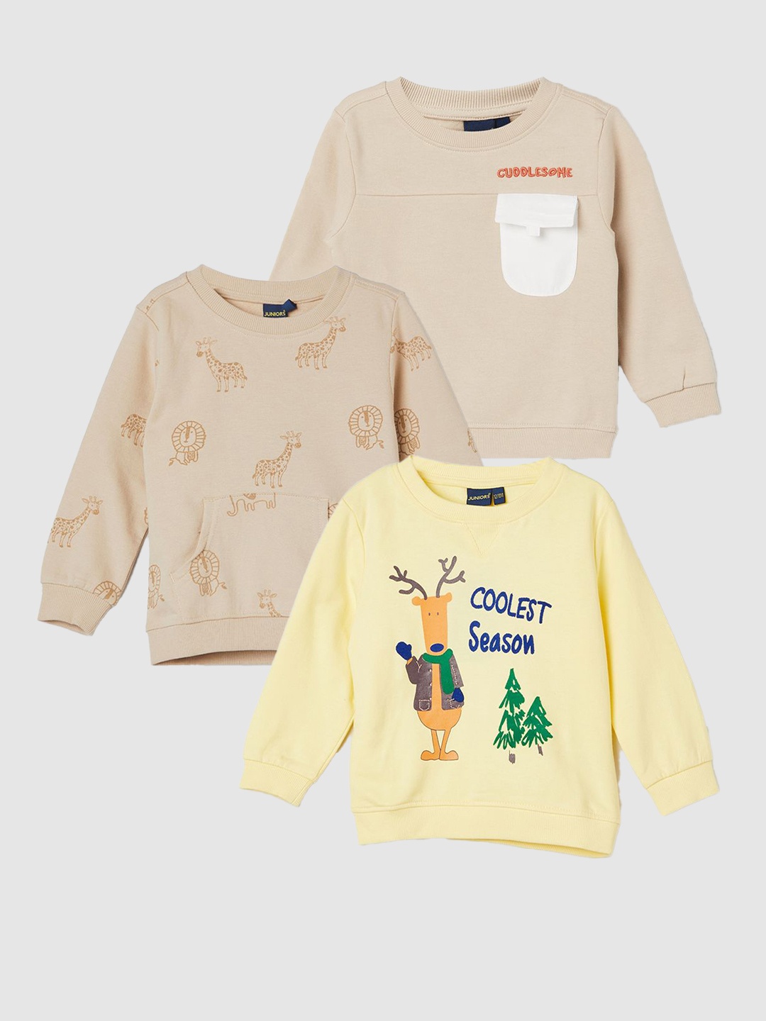 

Juniors by Lifestyle Kids Pack of 3 Printed Sweatshirts, Yellow