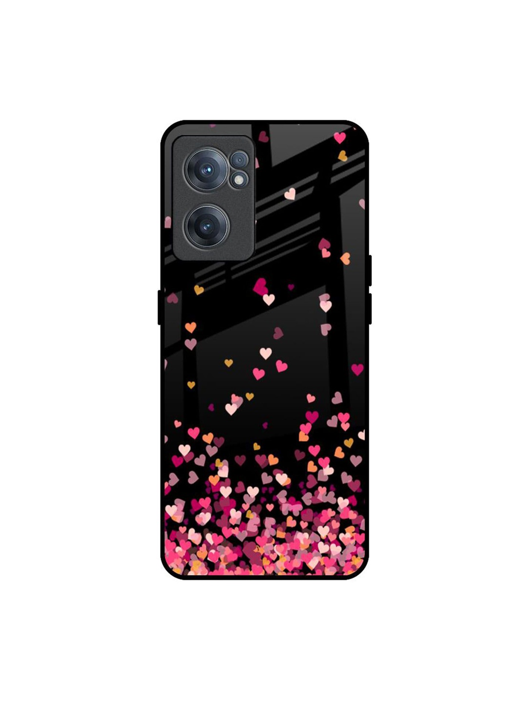 

QRIOH Heart Rain Fall Printed OnePlus Nord CE 2 Back Case, Black