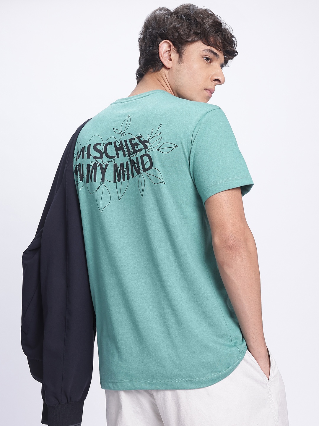 

glitchez Knit Flex Typography T-shirt, Sea green