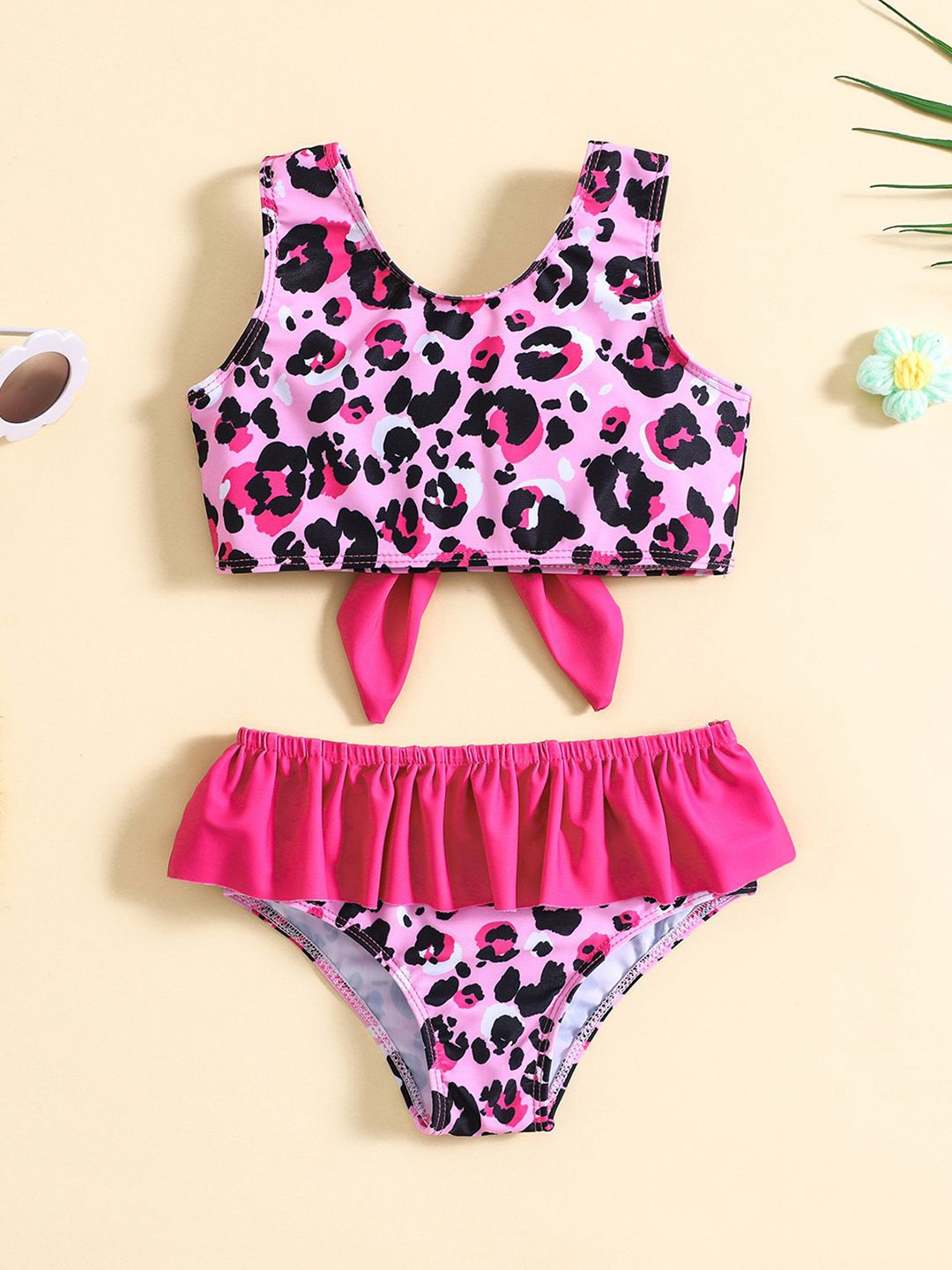 

YK Infant Girls Printed Top & Briefs Swim Set, Red
