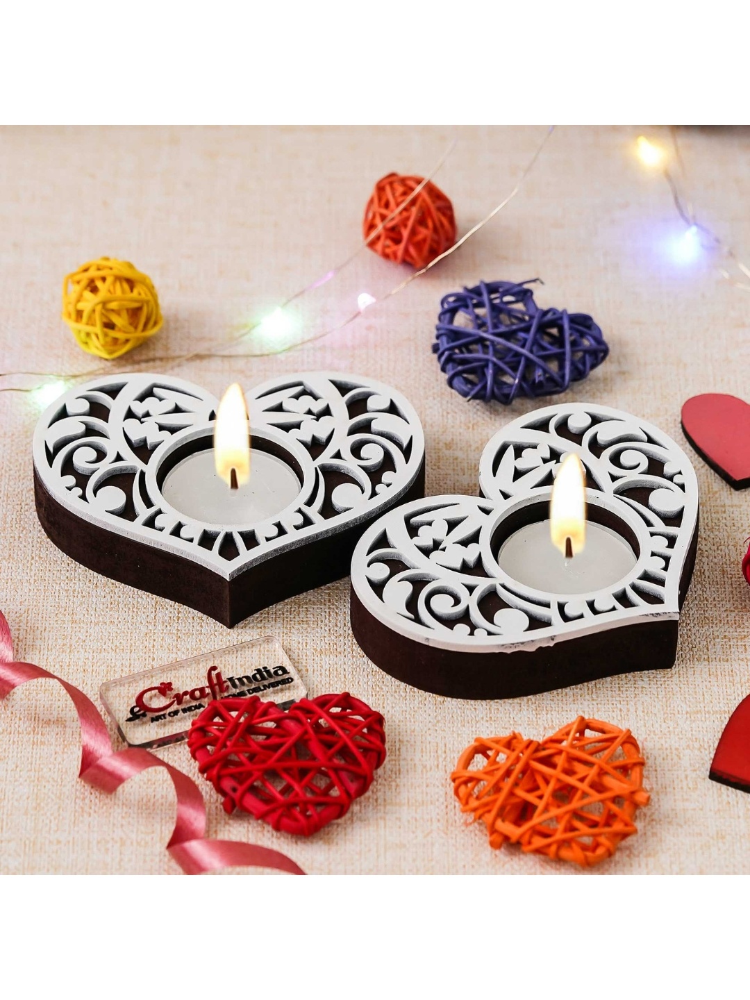 

eCraftIndia Brown & White 2 Pieces Ceramic Candle Holder