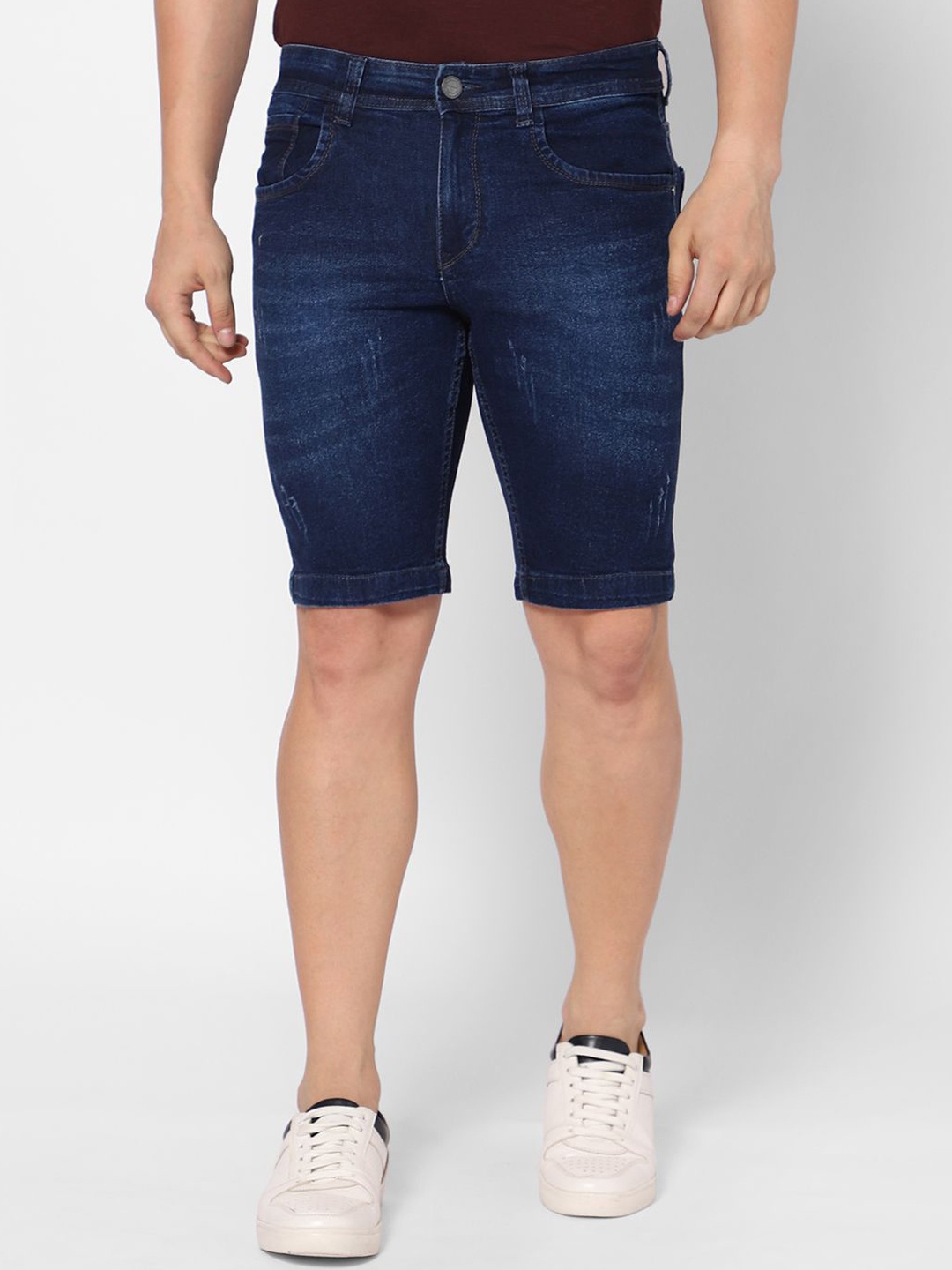 

TCI Men Mid-Rise Denim Shorts, Navy blue