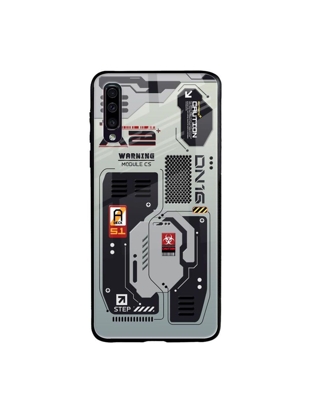 

QRIOH Techno Vibes Printed Samsung Galaxy A50 Back Case, Grey