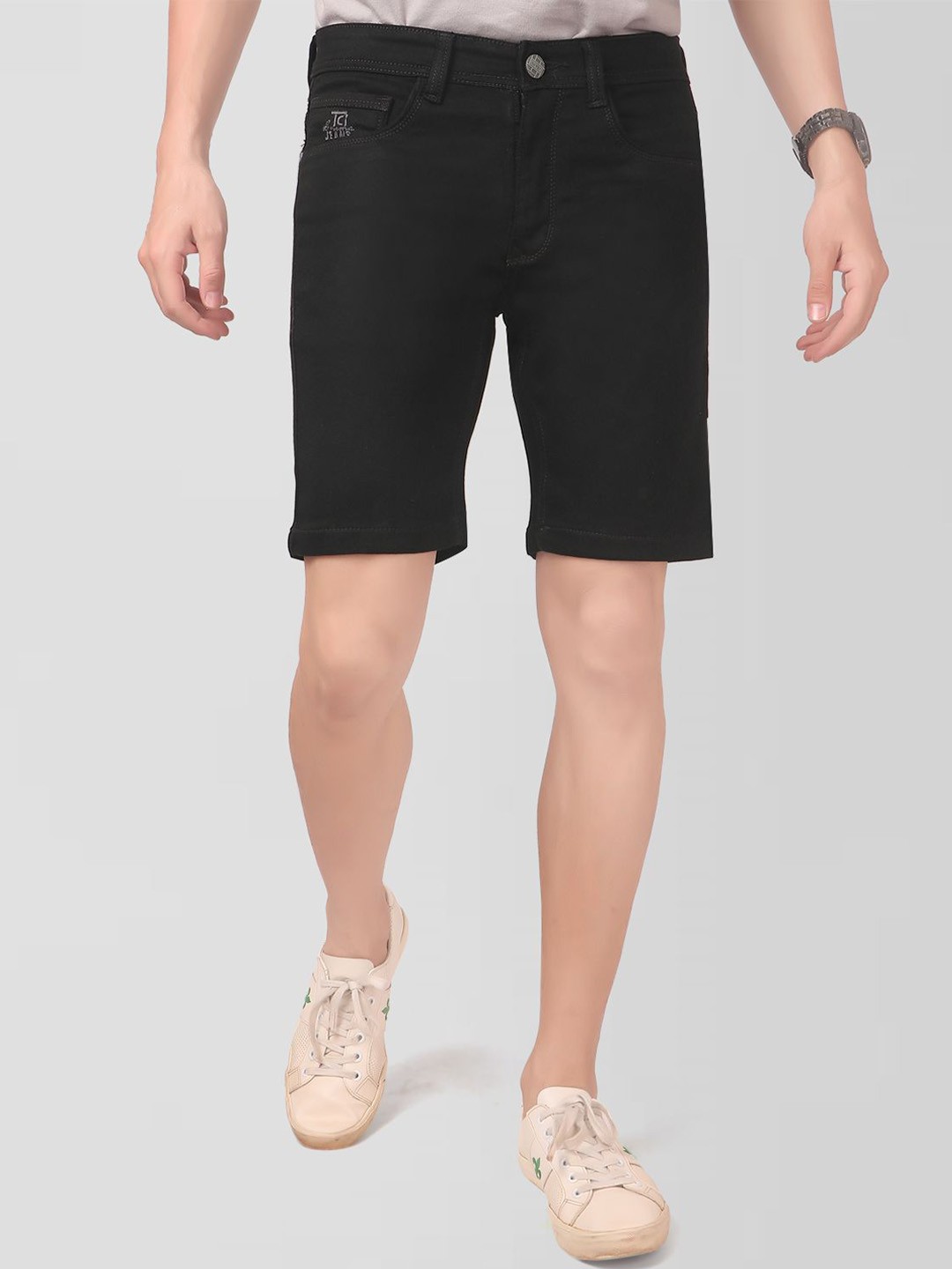 

TCI Men Slim Fit Denim Shorts, Black