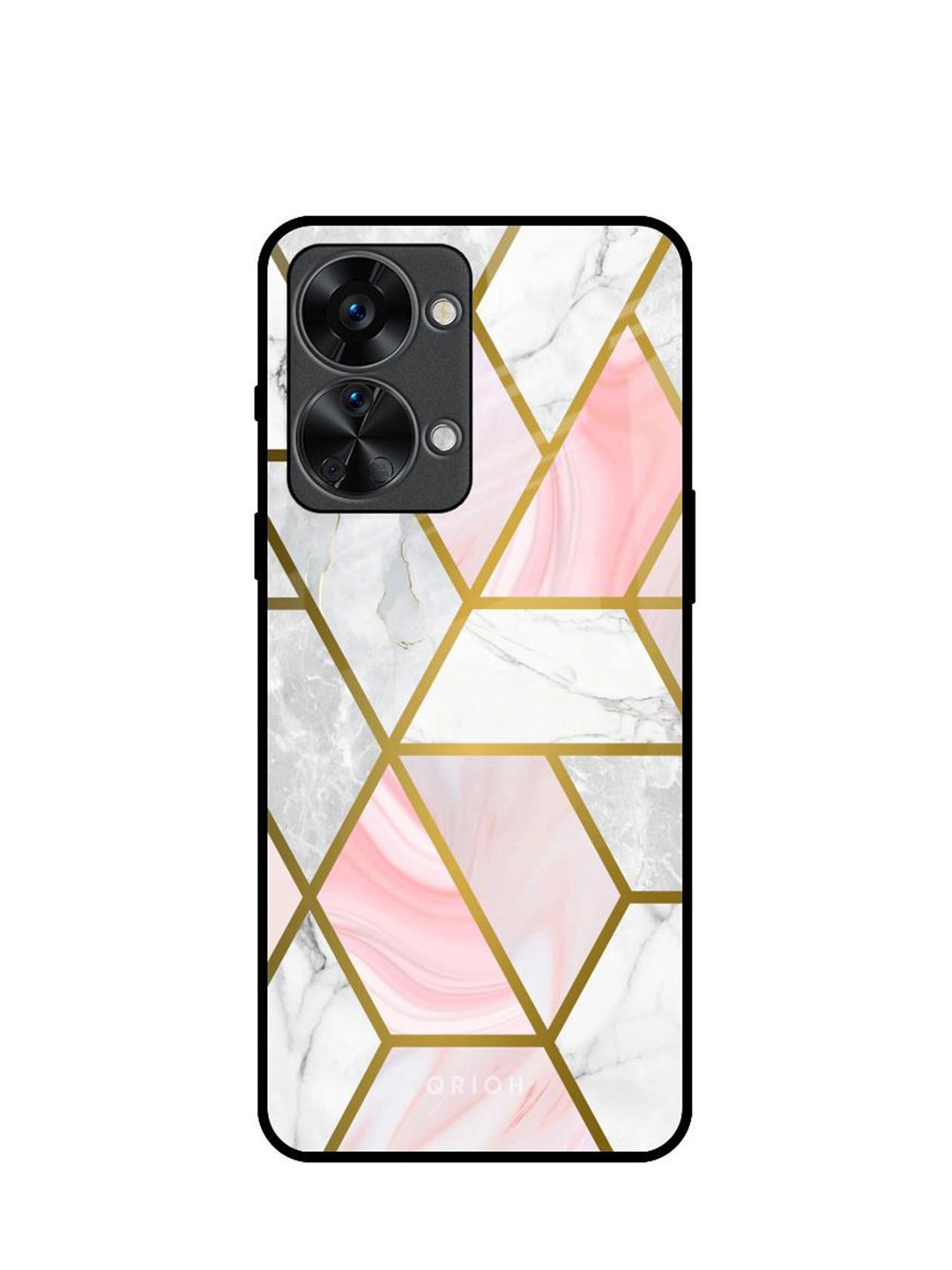 

QRIOH Geometrical Marble Real Printed Oneplus Nord 2T Back Case, Pink