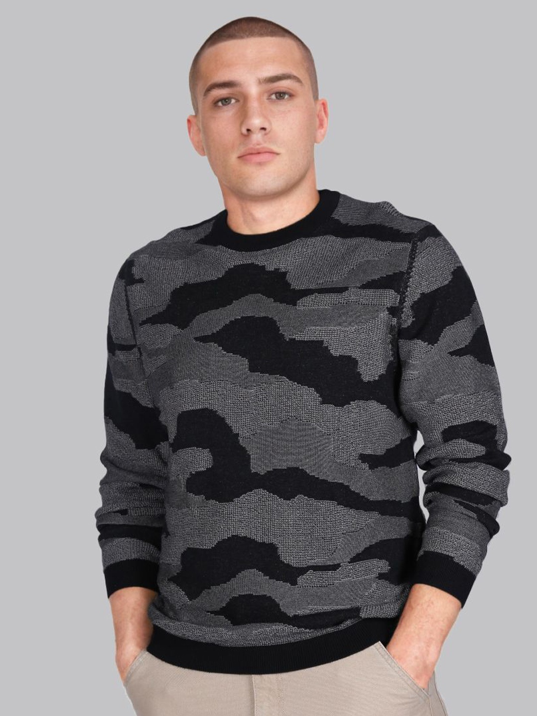 

Lee Men Printed Regular Fit Sweater, Black