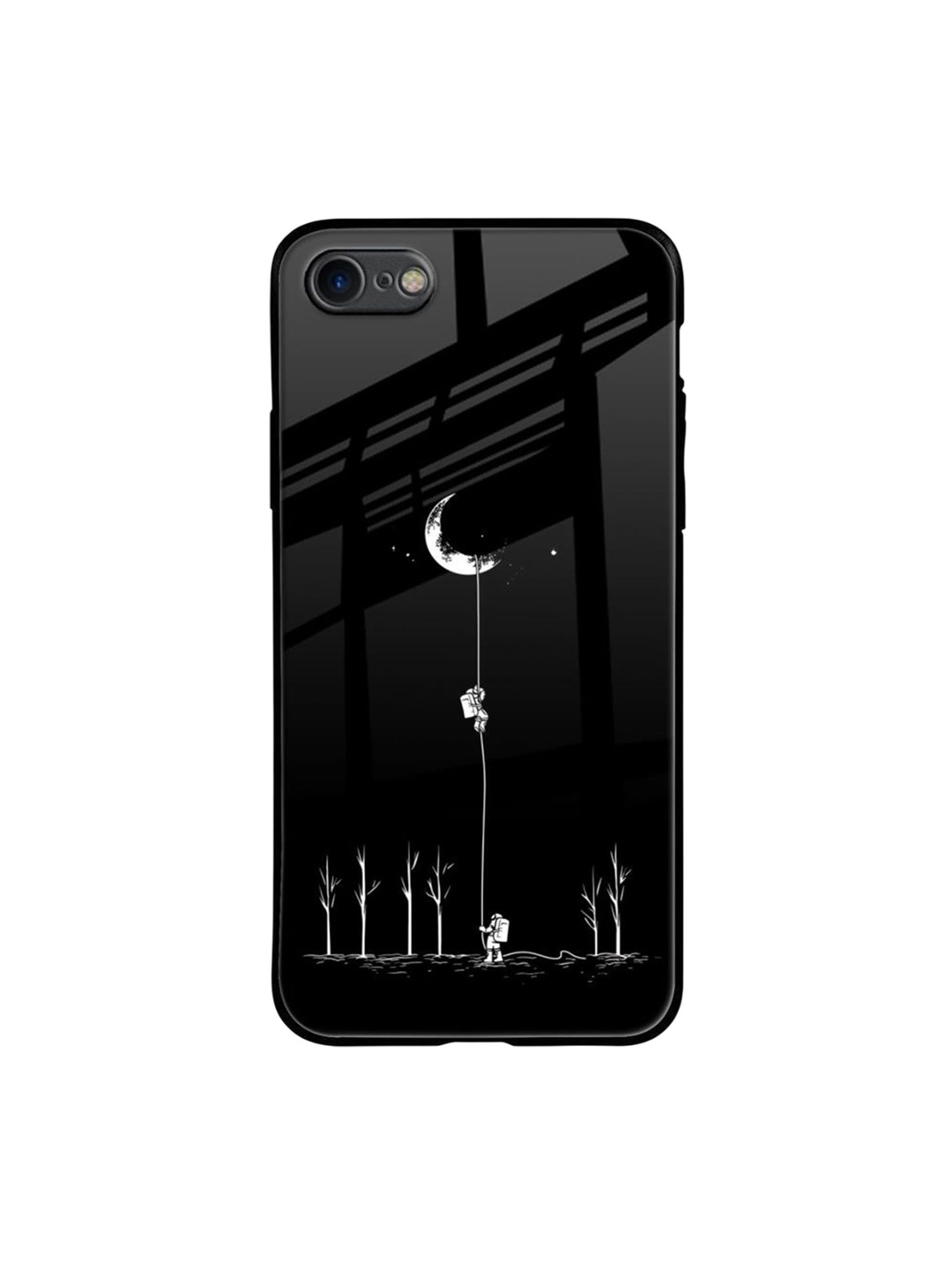 

QRIOH Catch the Moon Real Printed iPhone 7 Back Case, Black