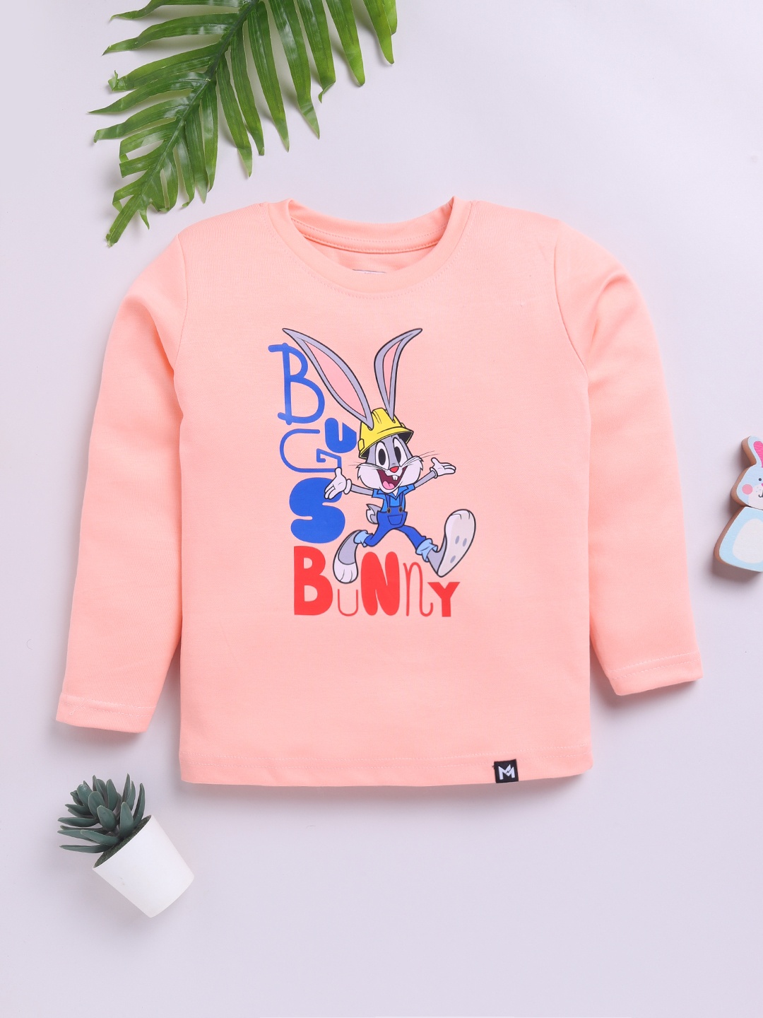 

YK X Minute Mirth Boys Bugs Bunny Printed Pure Cotton T-shirt, Peach