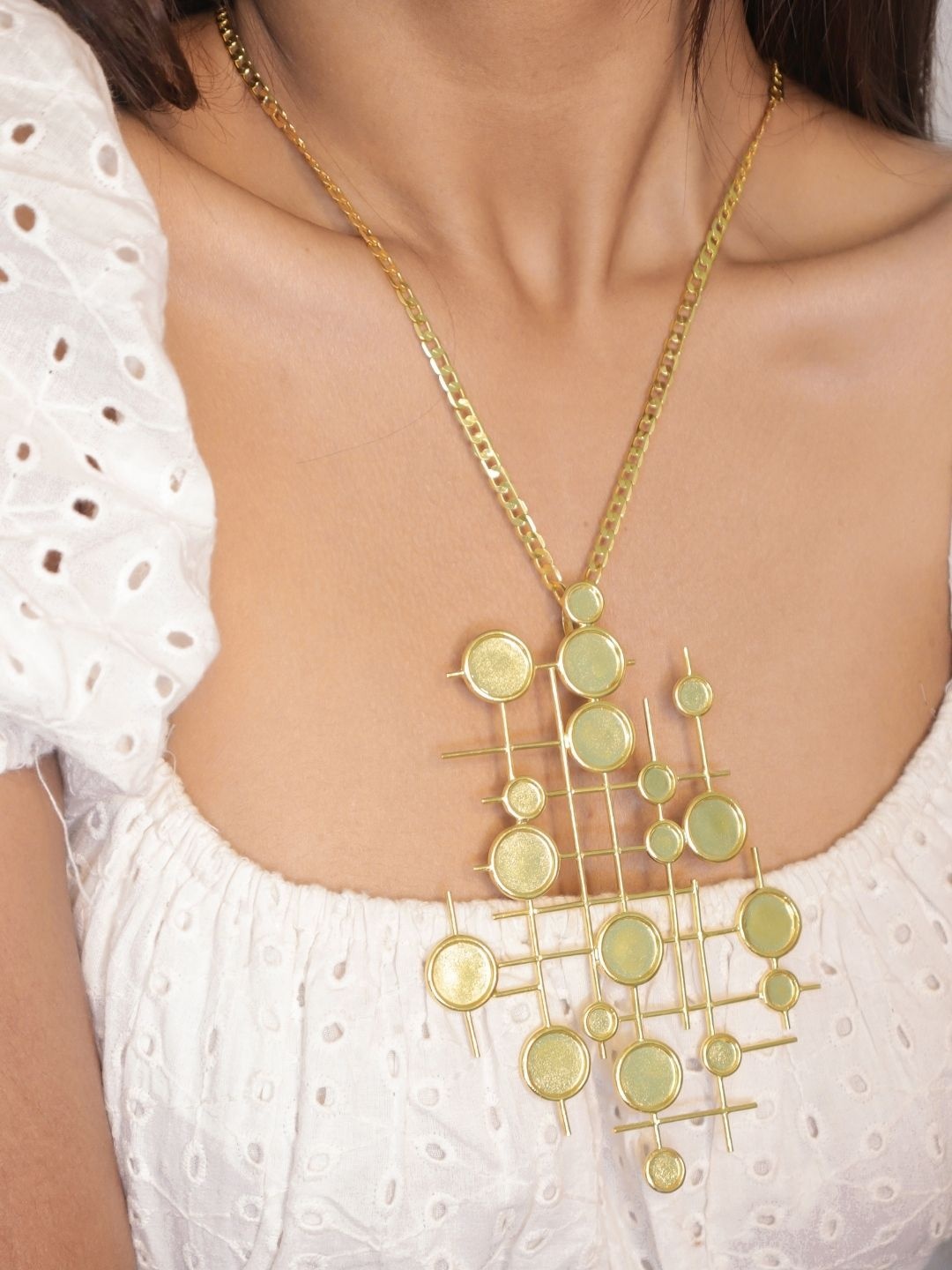 

House of Pehr Gold Plated Statement Cross & Nought Necklace