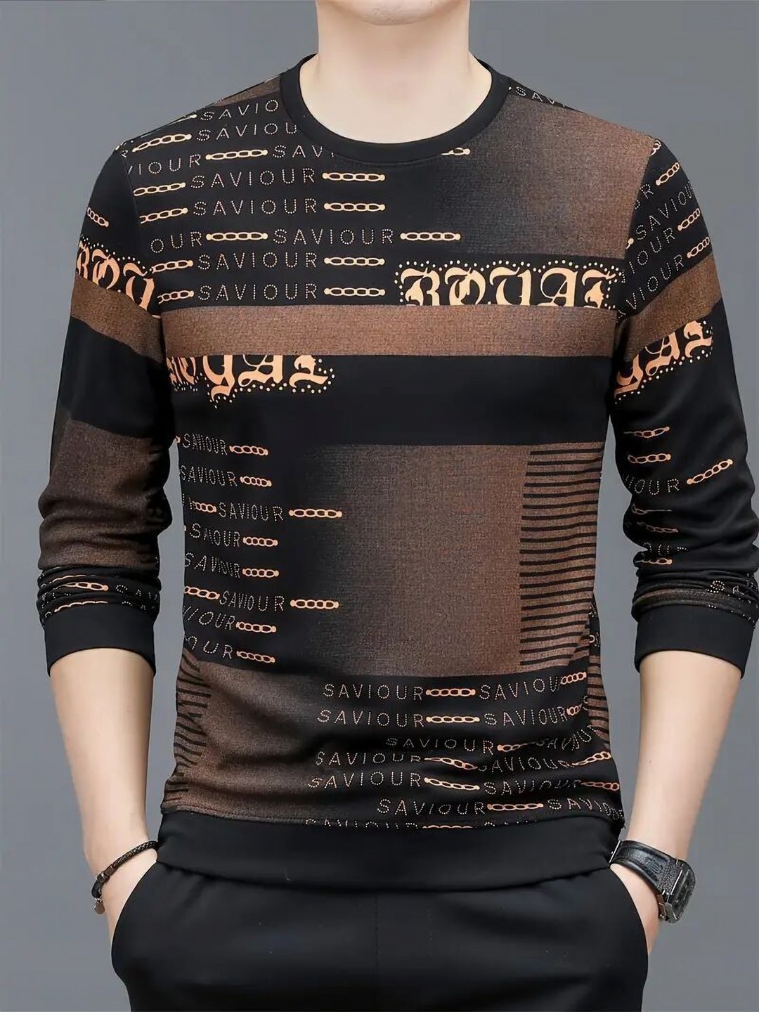 

STI Men Typography Printed T-shirt, Rust