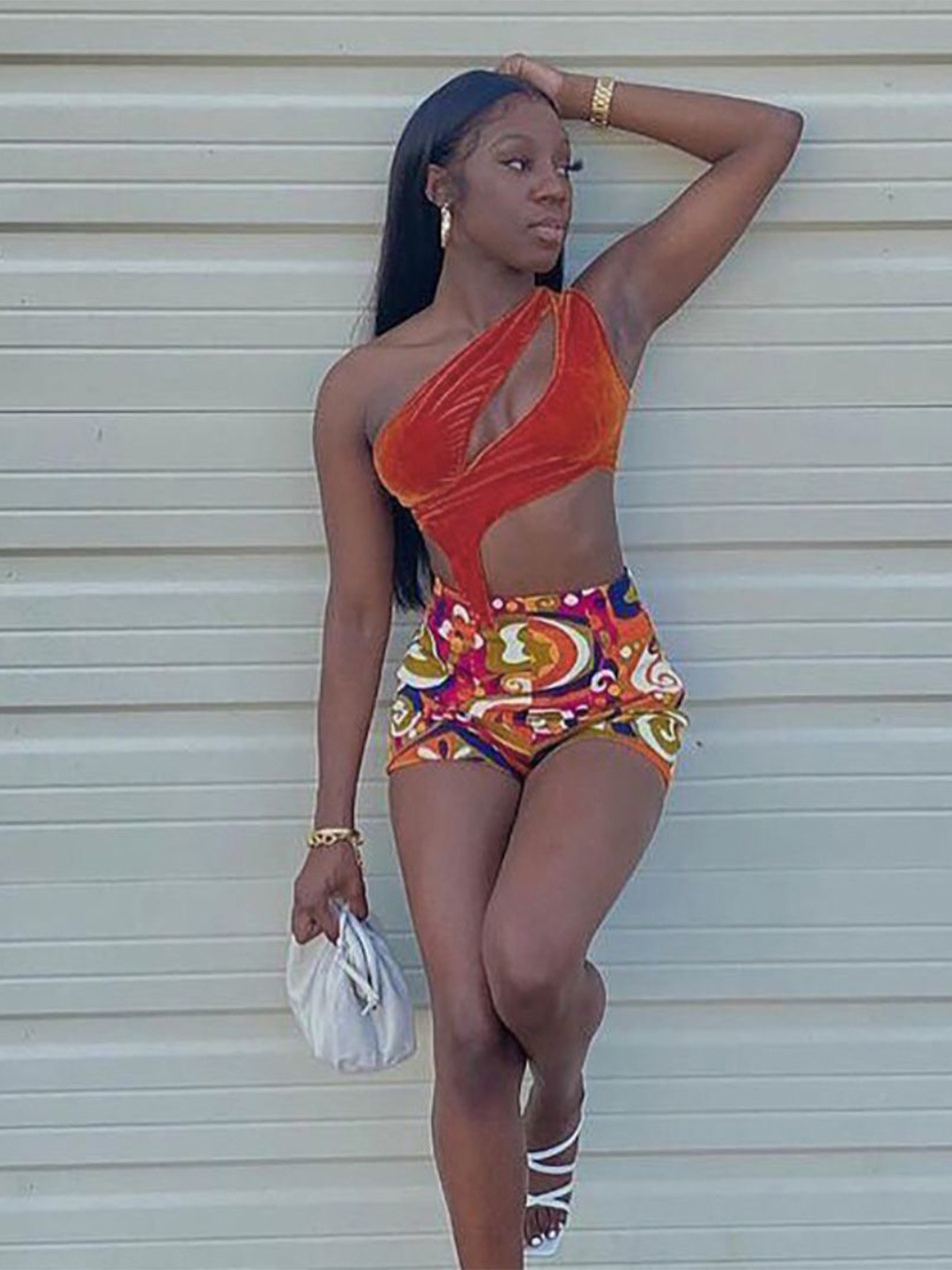 

StyleCast Women Solid One Shoulder Neck Sleeveless Crop Styled Back Top, Rust