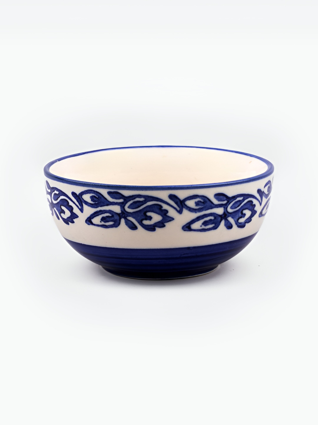 

Storepedia Beige & Blue Printed Ceramic Dishwasher and Microwave Safe Serving Bowl 200ml