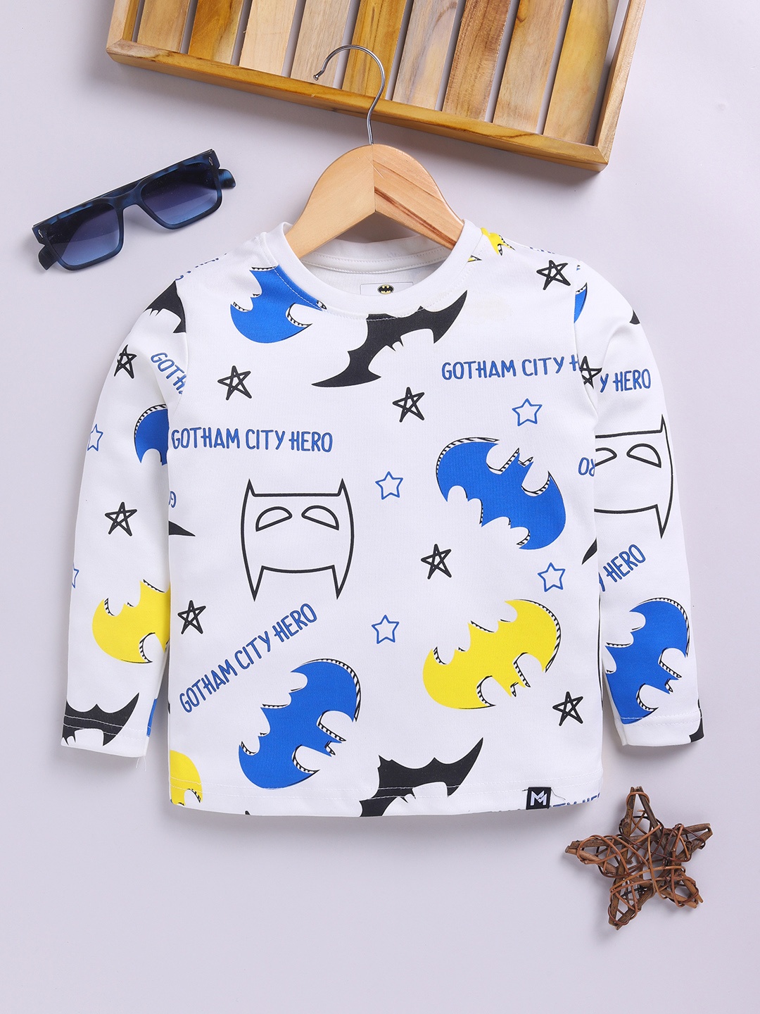 

YK X Minute Mirth Boys Batman Printed Pure Cotton T-shirt, White