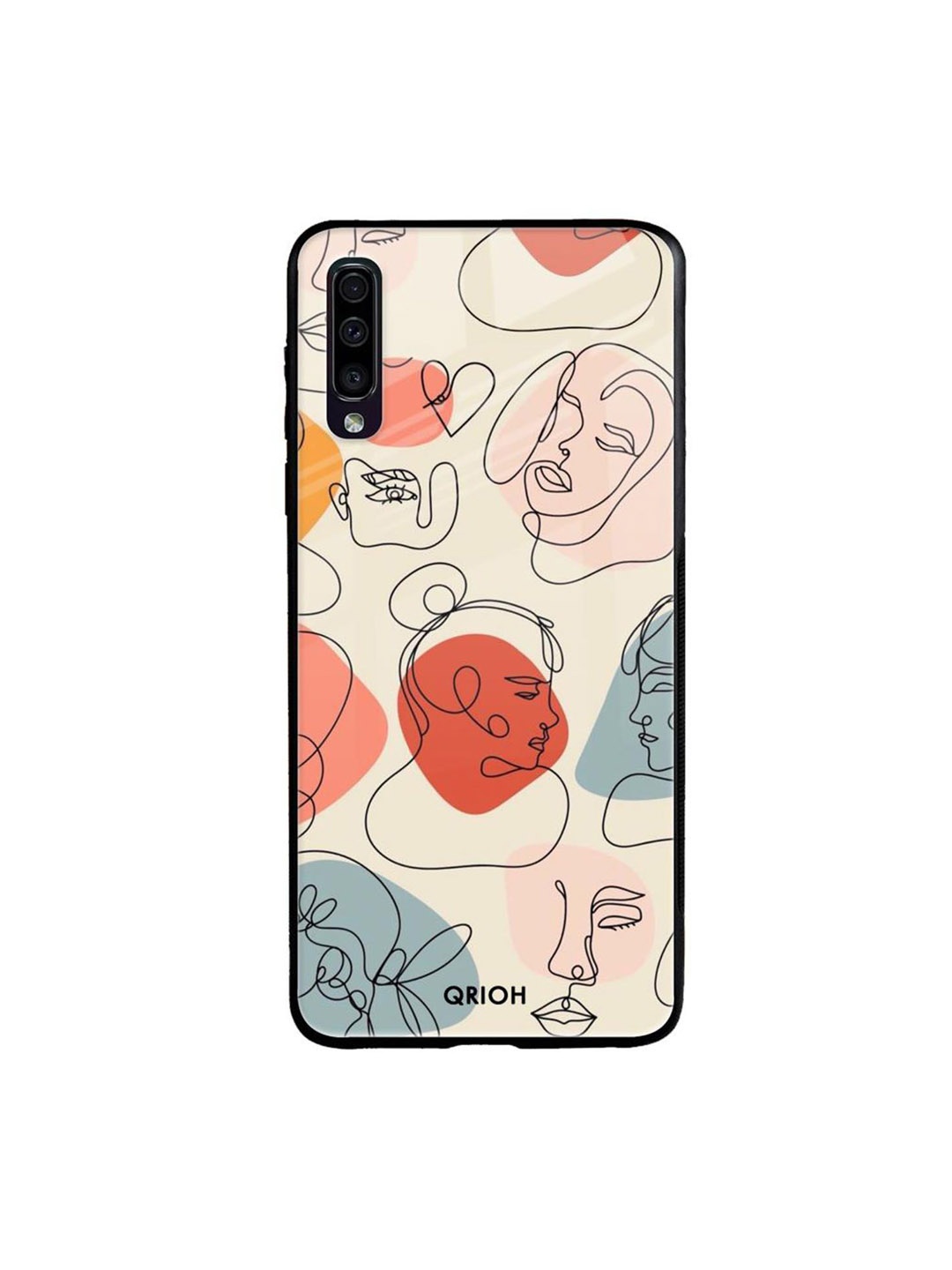 

QRIOH Abstract Faces Printed Samsung Galaxy A50 Back Case, Beige