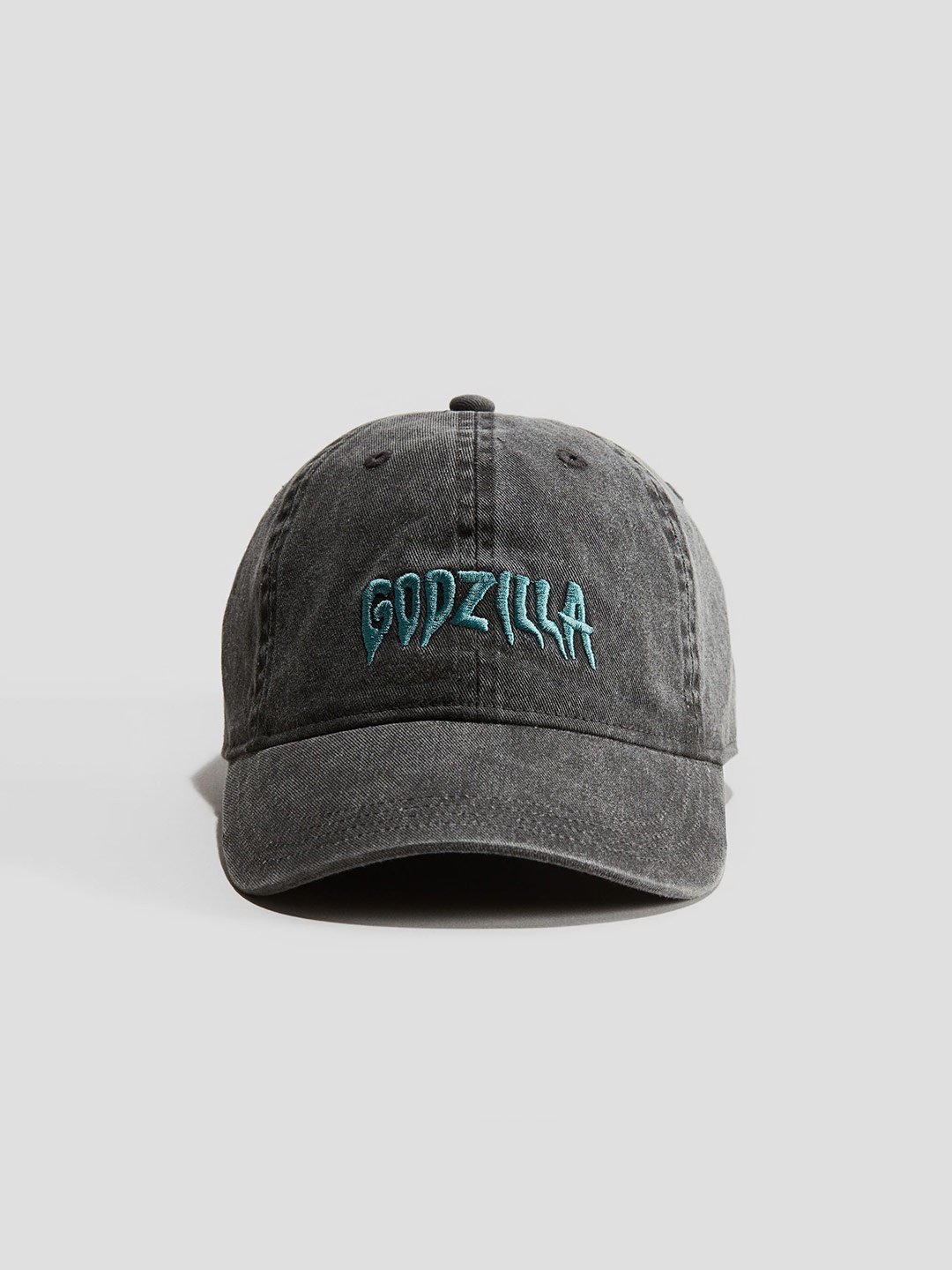 

H&M Embroidered-Motif Cotton Twill cap, Grey