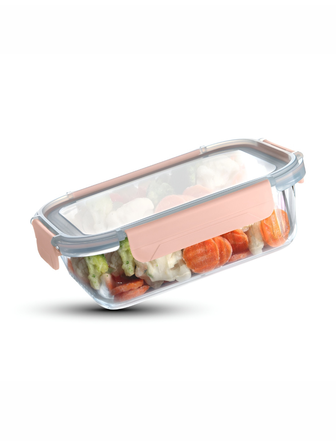 

BERGNER Transparent Borosilicate Glass Microwave Safe Fridge Container-370ml, Pink