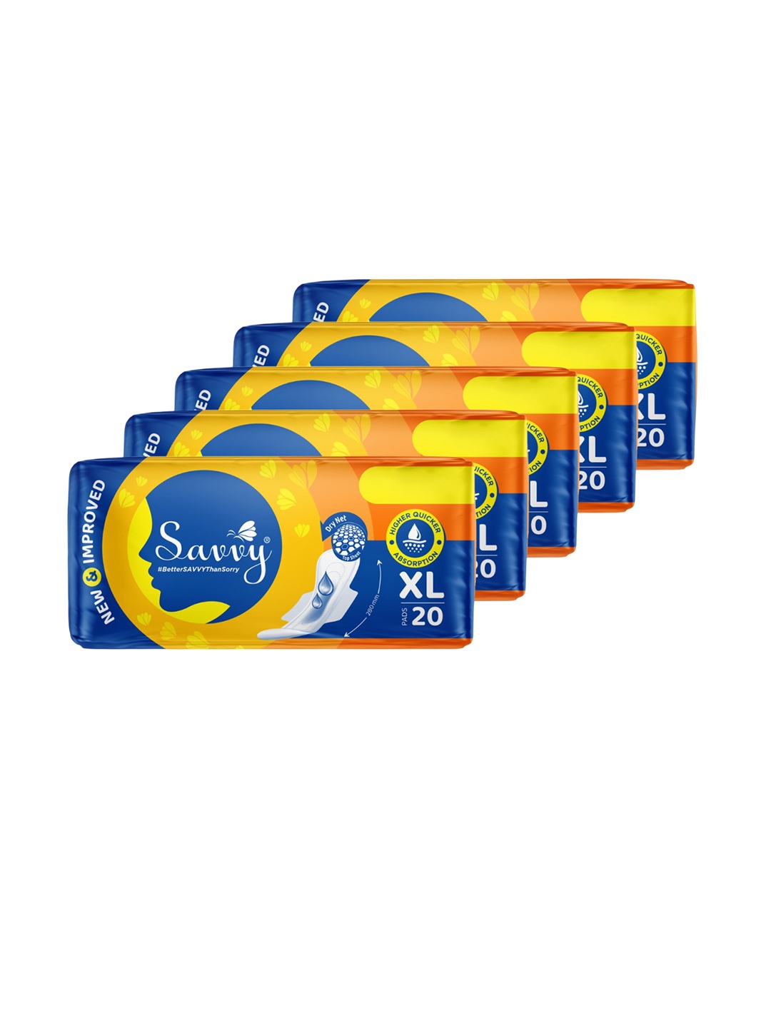 

Savvy Set Of 5 Maxi Sanitary Pads- 20 Pads Each- L, White