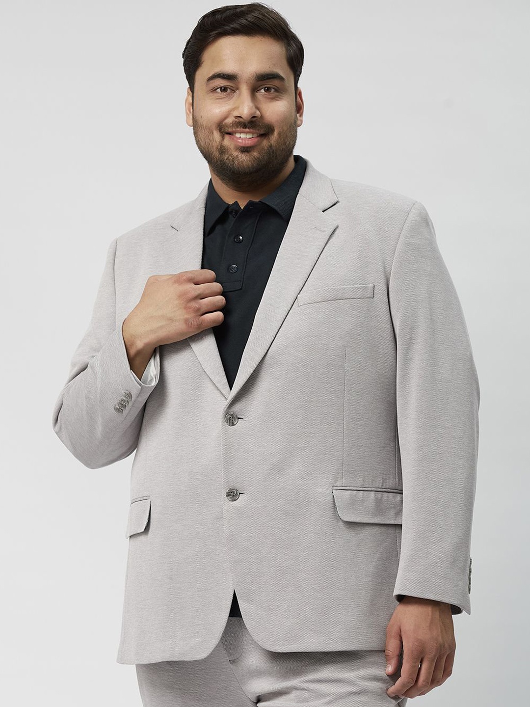 

Big Hello - The Plus Life Single-Breasted Casual Blazer, Grey
