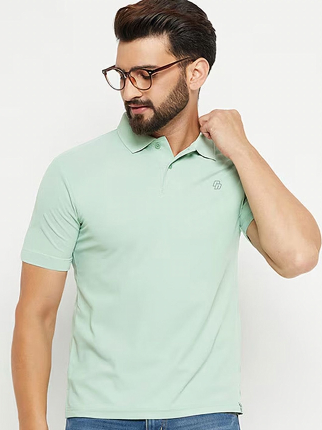 

RENUOVO Men Polo Collar Pockets T-shirt, Turquoise blue