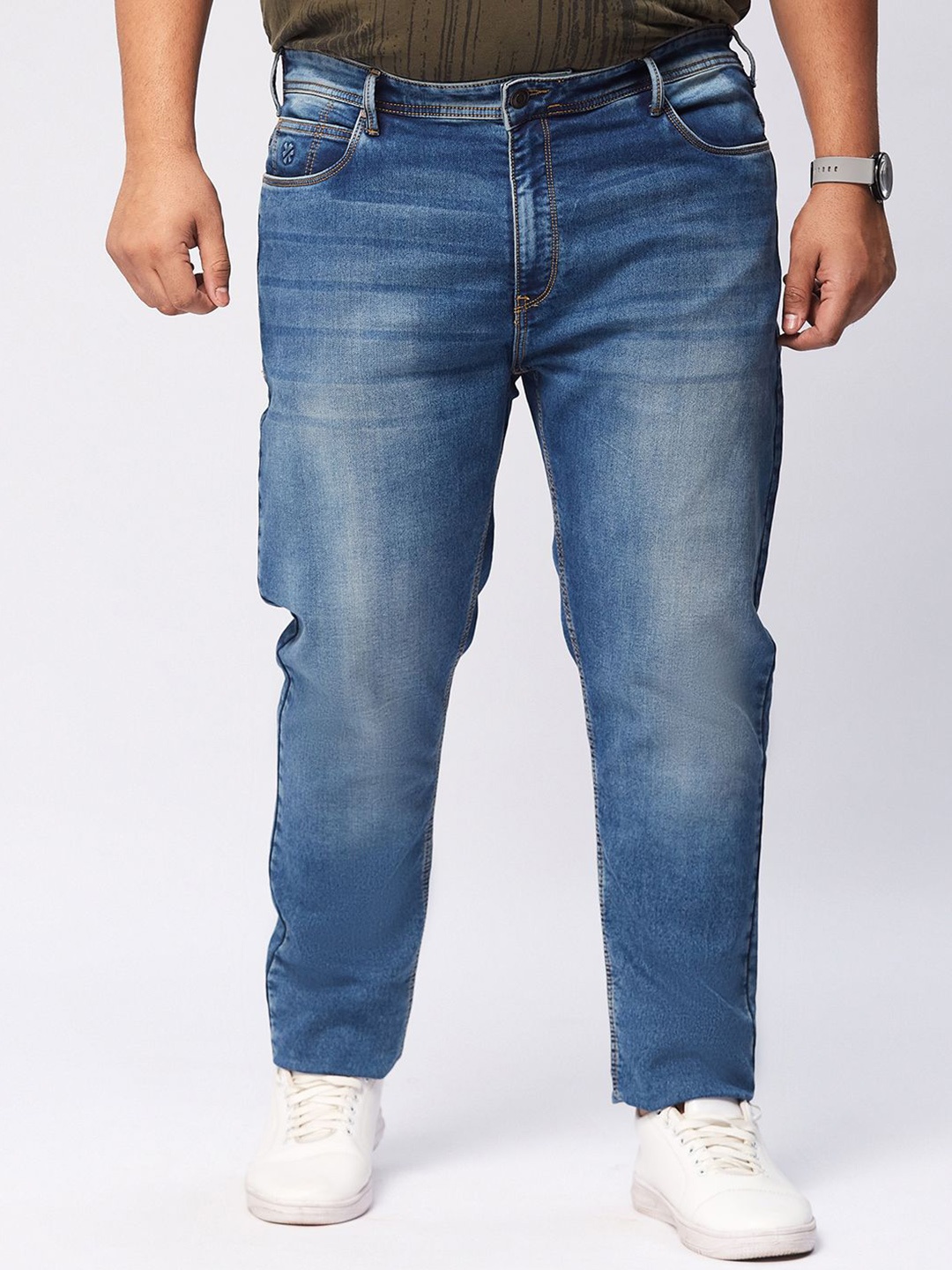 

Big Hello - The Plus Life Men Regular Fit Heavy Fade Jeans, Blue