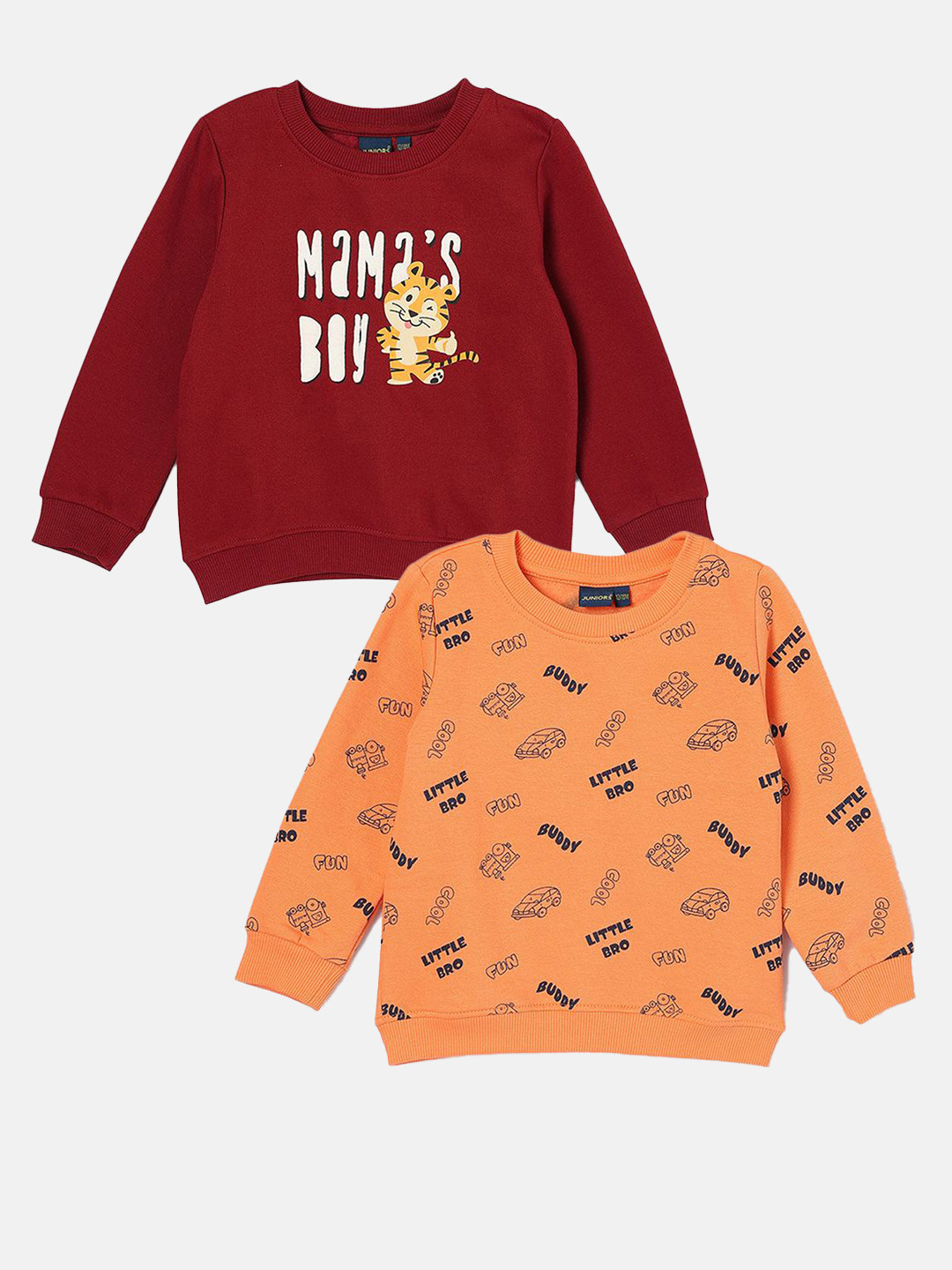 

Juniors by Lifestyle Pack of 2 Boys Printed Pure Cotton Sweatshirt, Orange