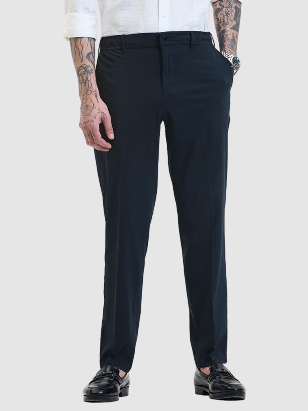 

Snitch Men Dark Blue Slim Fit Trousers