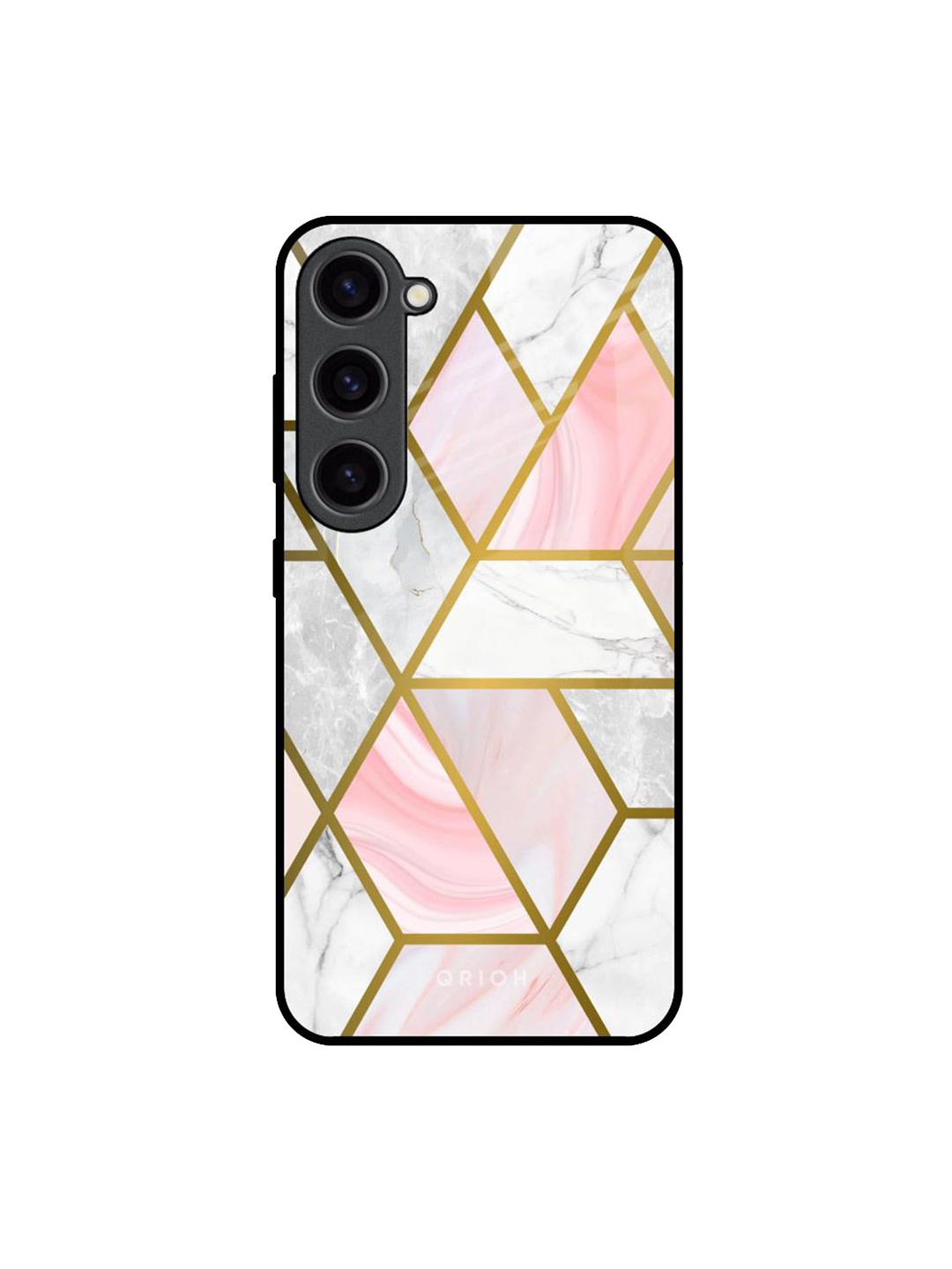 

QRIOH Geometrical Marble Real Printed Samsung Galaxy S23 Back Case, White